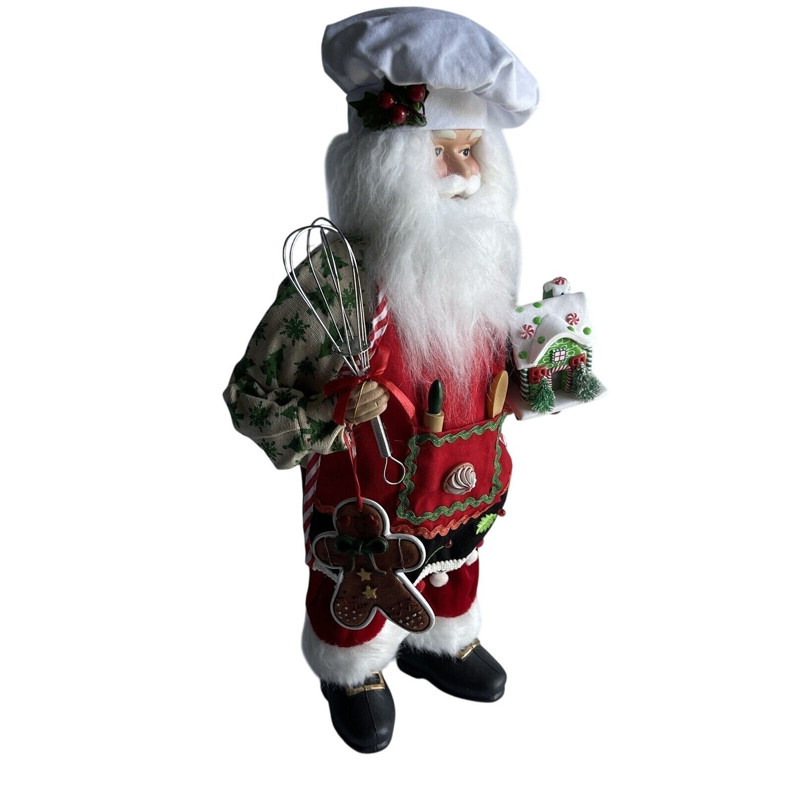 Santa Baker Figurine North Pole Trading Co Christmas Cheer Gingerbread House 19″