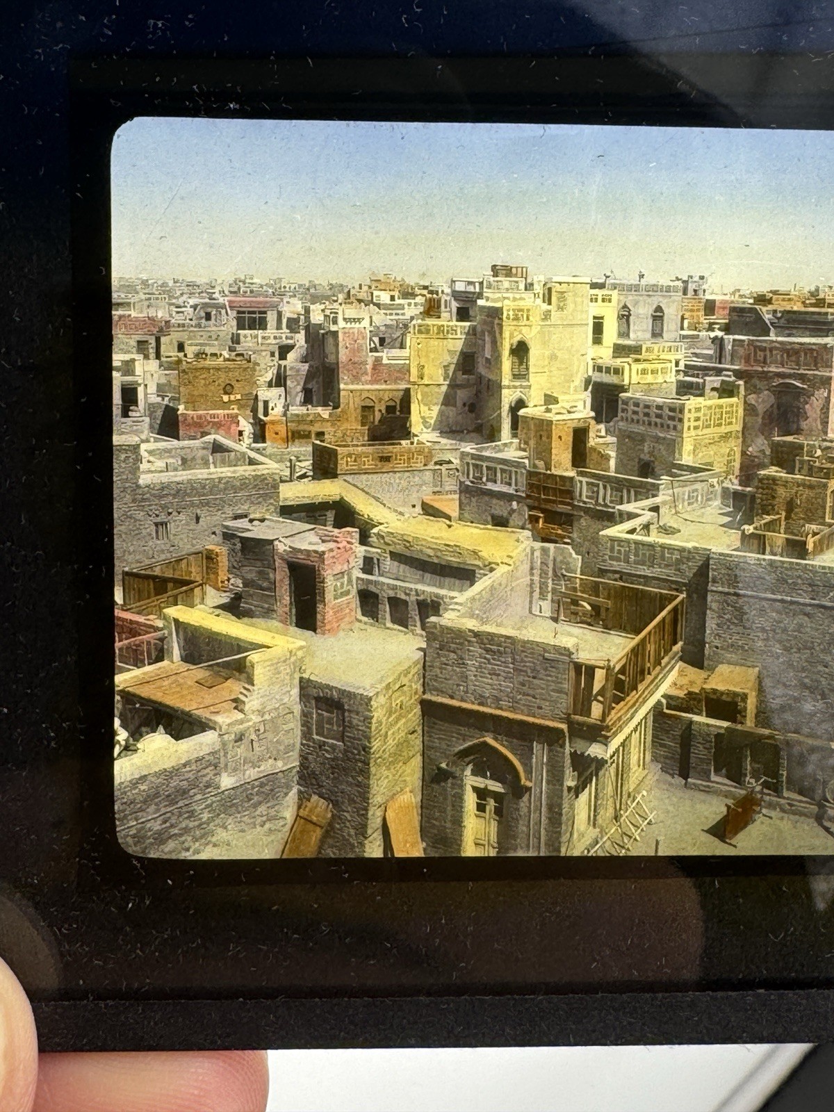Antique Magic Lantern Glass Slide Roofs Lahore City Pakistan / India #33