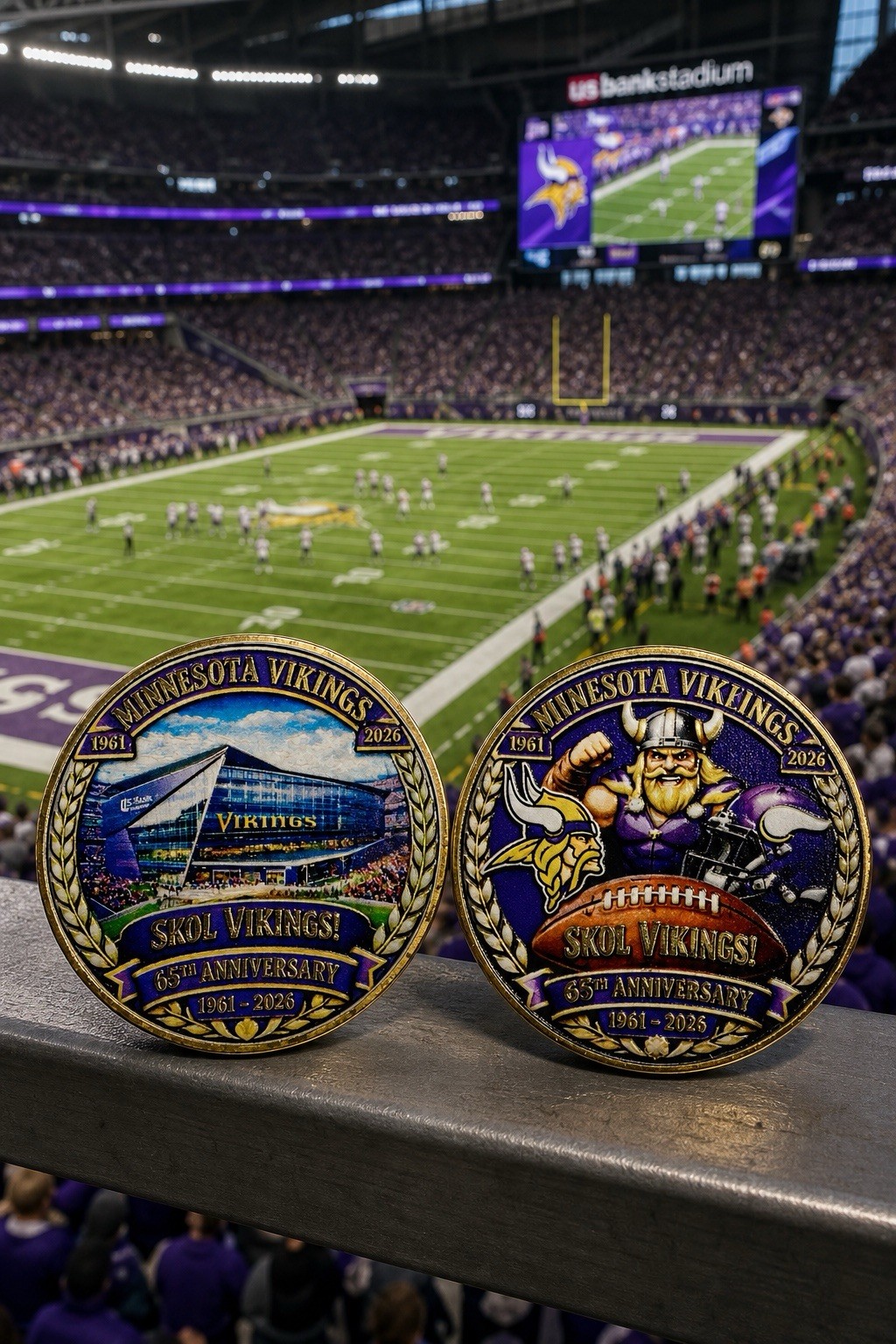 MINNESOTA VIKINGS 65th ANNIVERSARY SPORT COLLECTIBLE CHALLENGE COIN.(NEL1272)