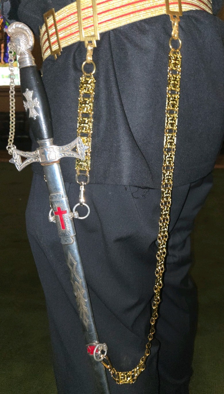 NEW DESIGN! Knights Templar Sword Belt Chain Hanger Gold