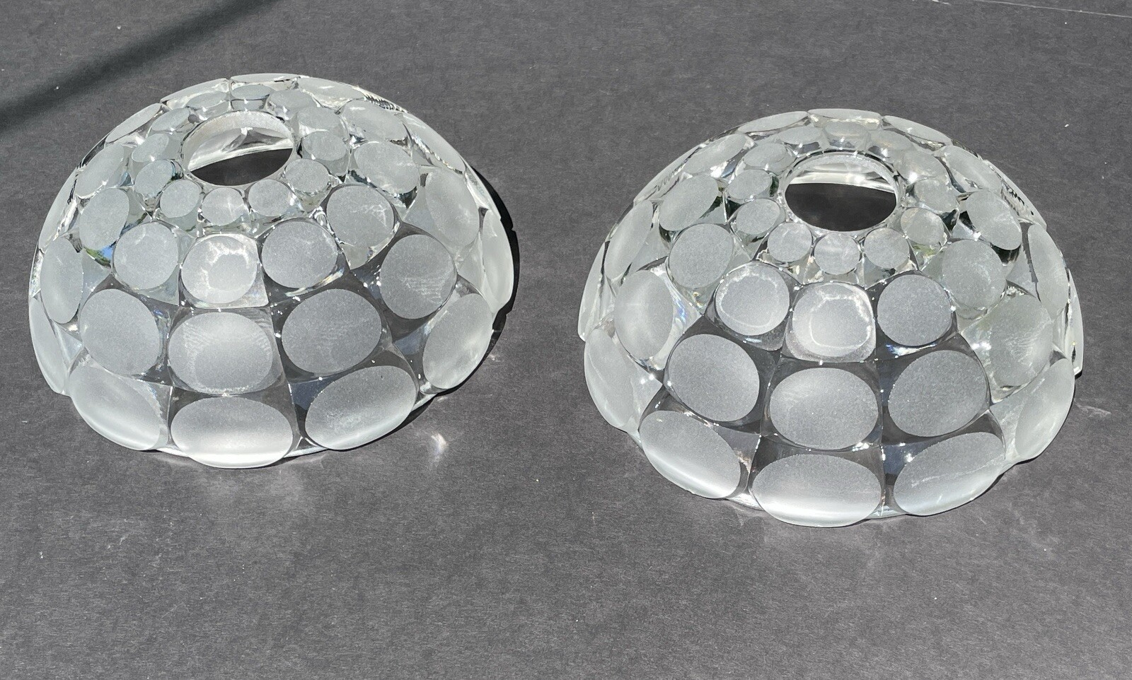 2 MCM Peill & Putzler Flush Mount Ceiling Wall Light Shades Heavy Glass 1970s