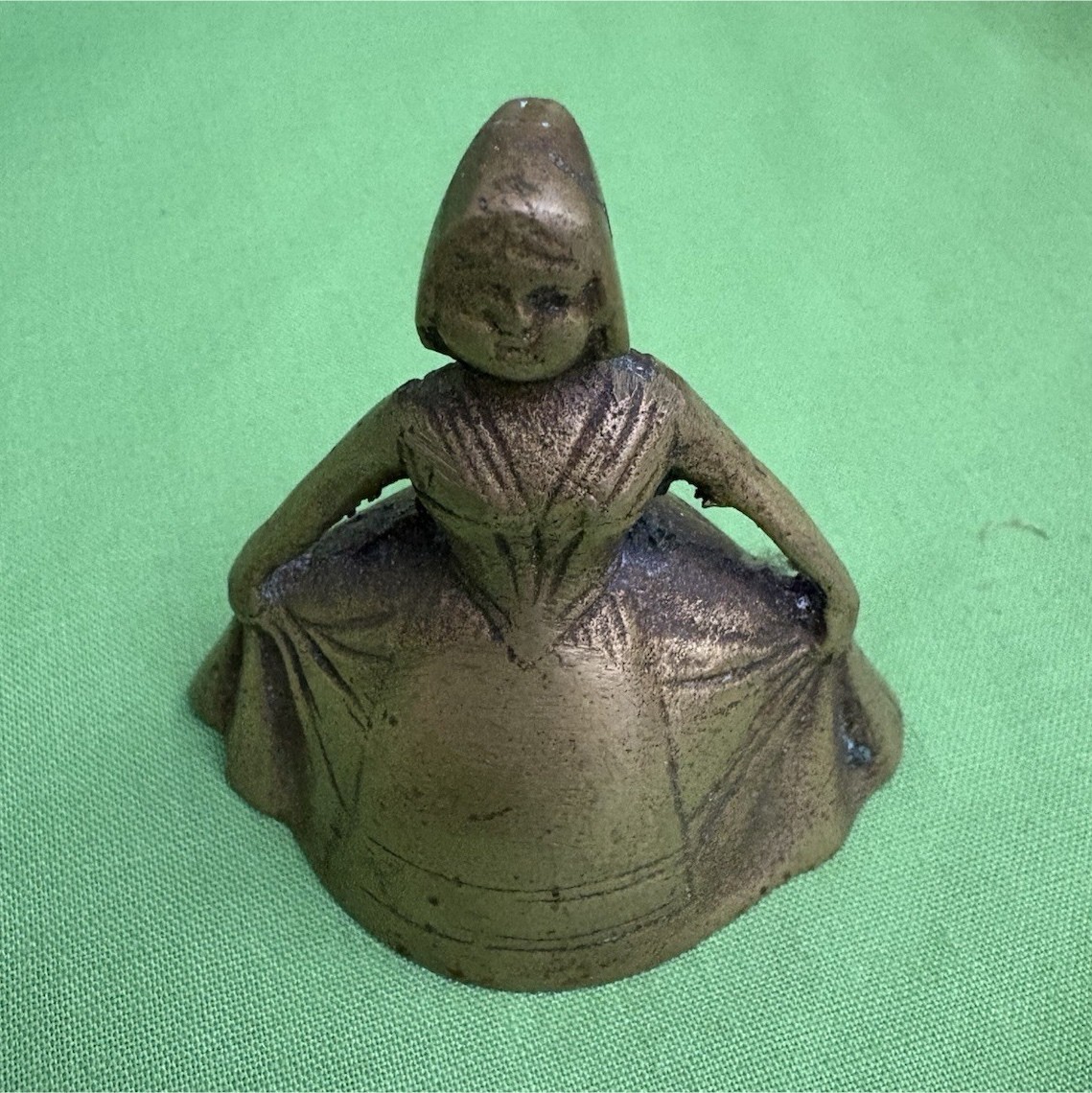 Antique Brass Lady Figurine Bell Collectible 3 in Periods & Styles