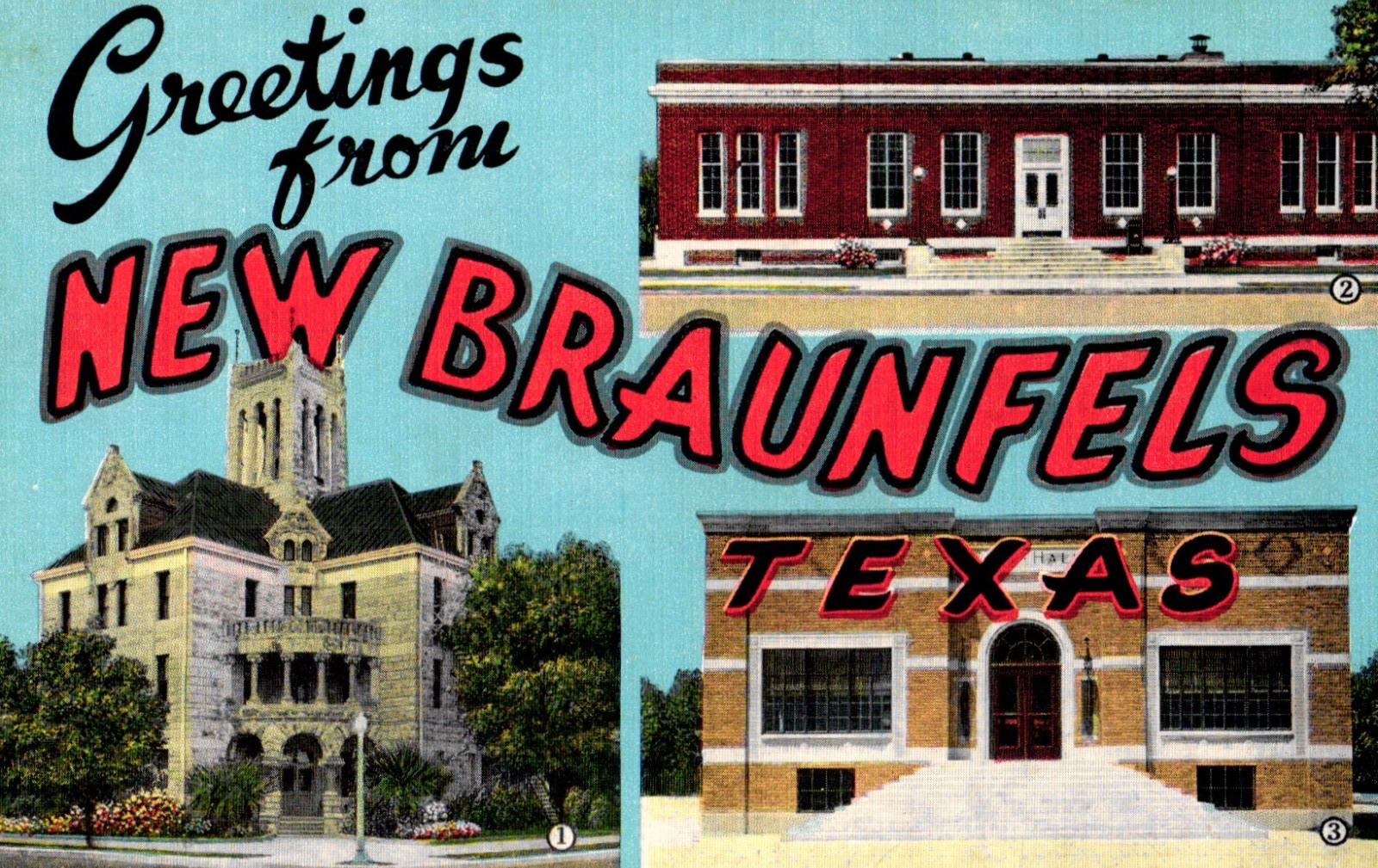 Multi View Greetings From NEW BRAUNFELS Texas Vtg Unposted M1