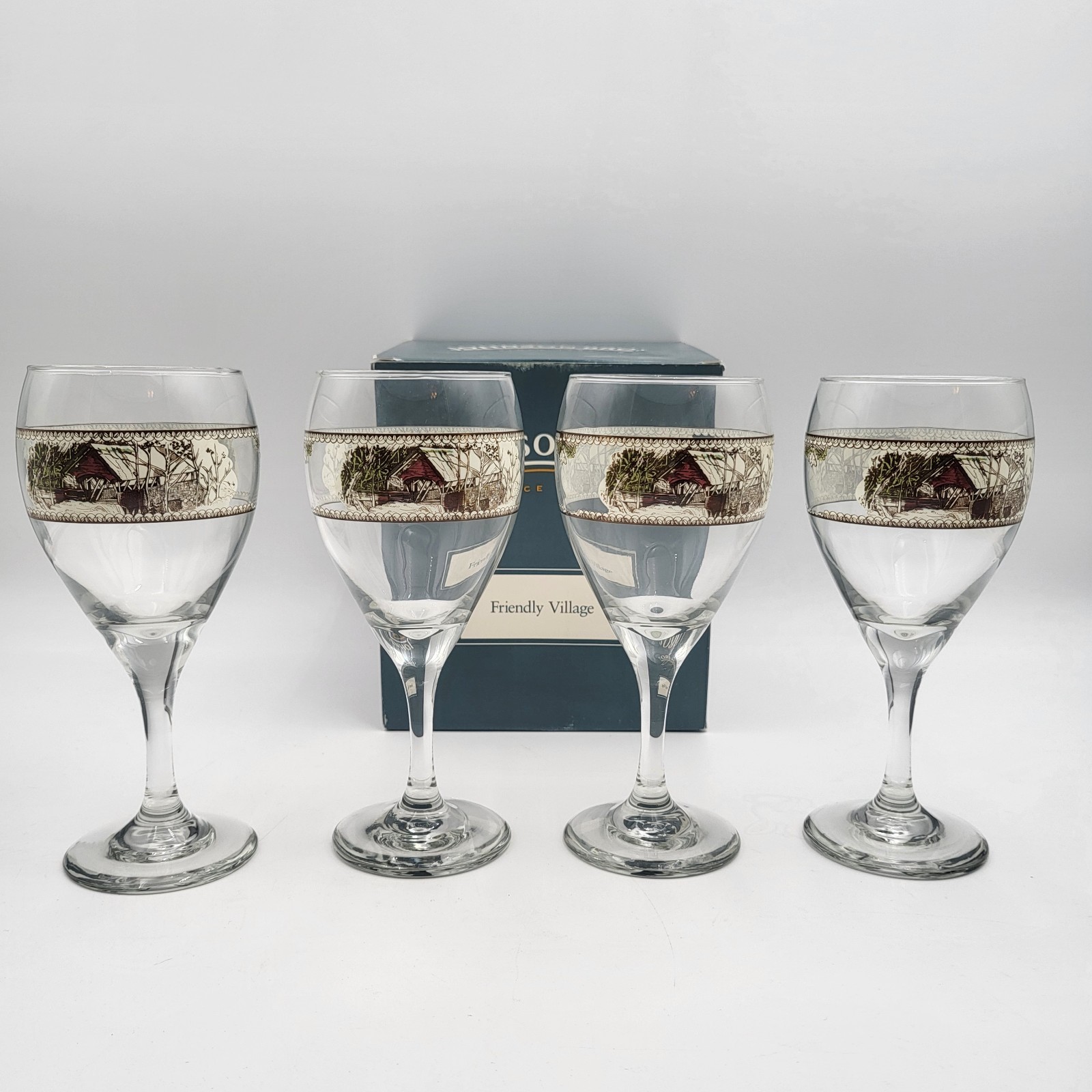 Johnson Brothers Friendly Village 7.5in Wine Goblets Set of 4- New with box!