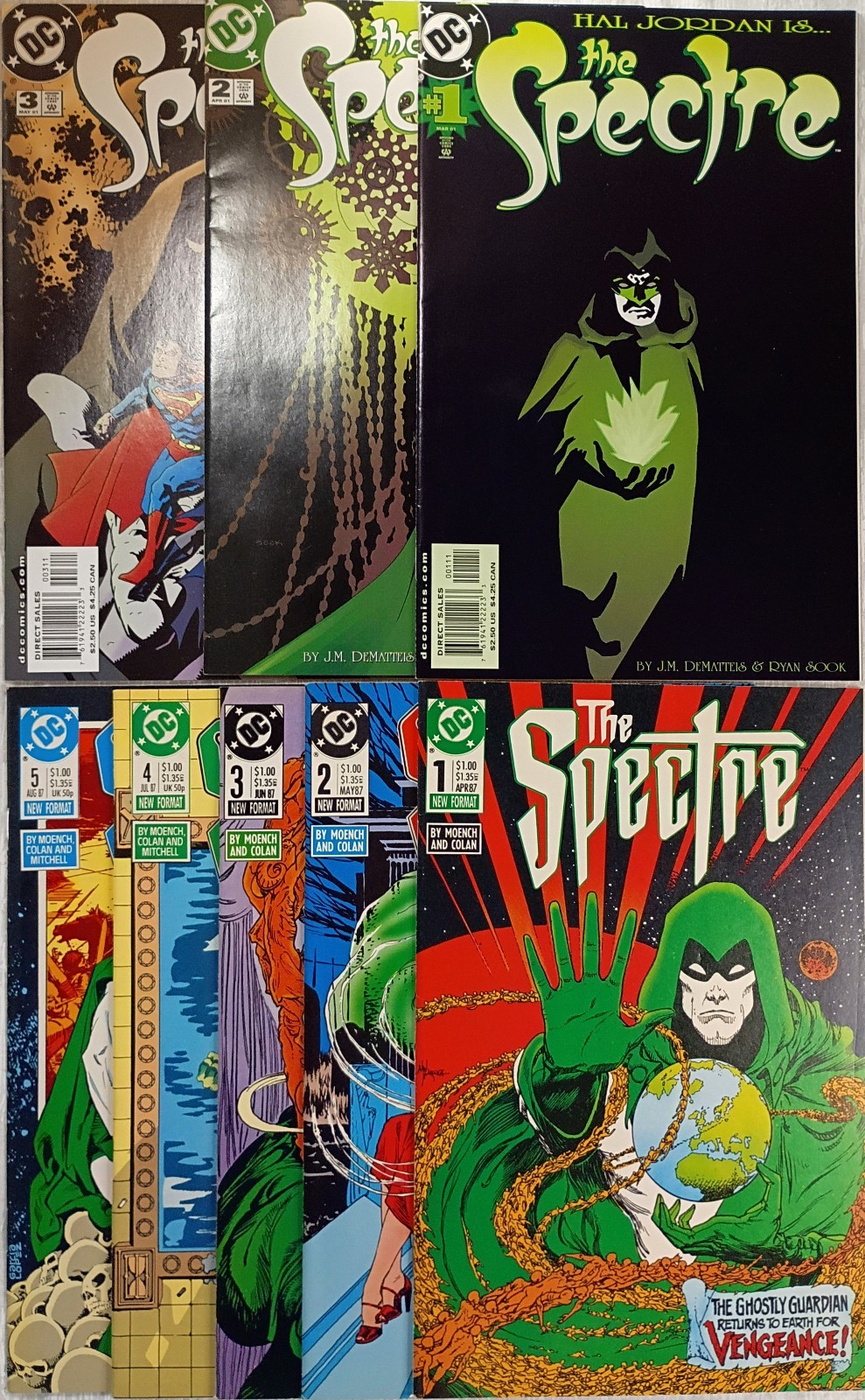The Spectre 1987 #1-5, 2001 #1-3, Lot of 8, Hal Jordan DC Comics