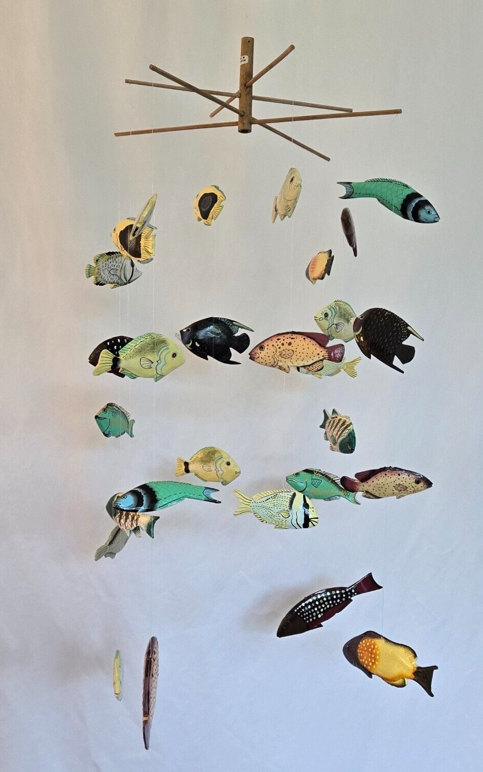Wooden Reef Fish Hanging Mobile – Handmade and Hand Painted – Caribbean Fish LG