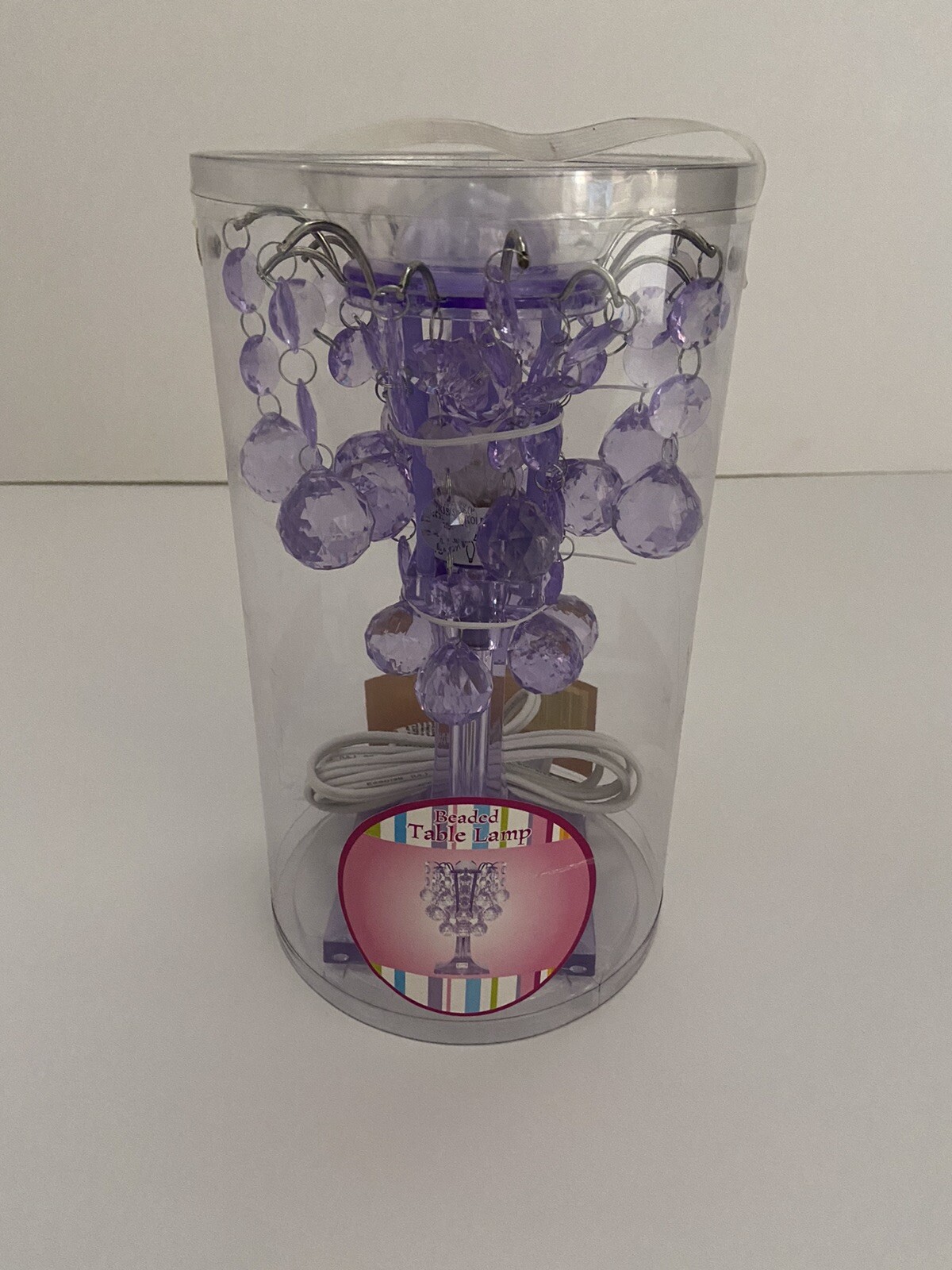 Beaded Table Lamp Color Lilac. Bulb Included.