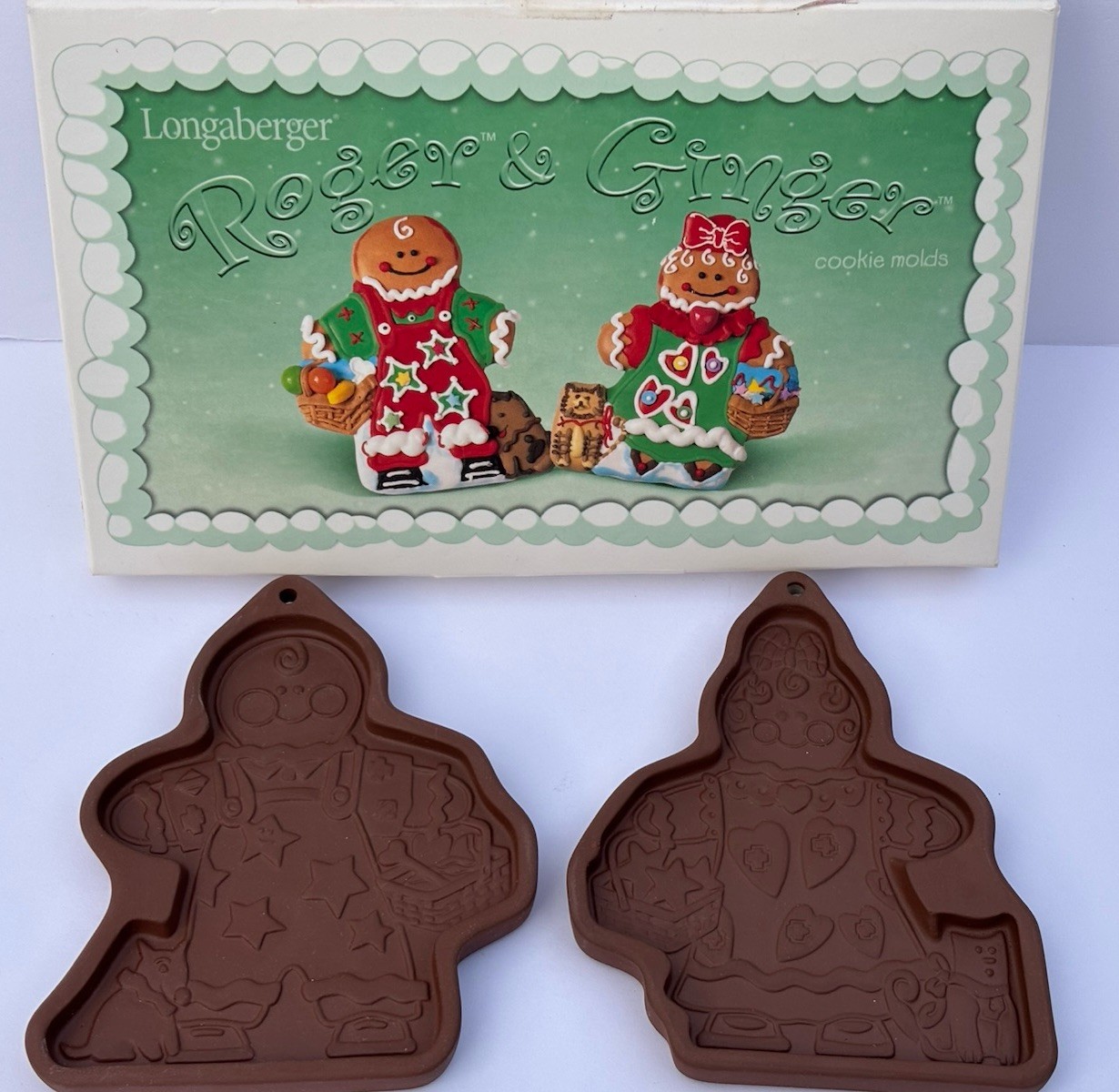 Longaberger Roger Ginger Cookie Molds 2000 Christmas Set w/ Original Boxes