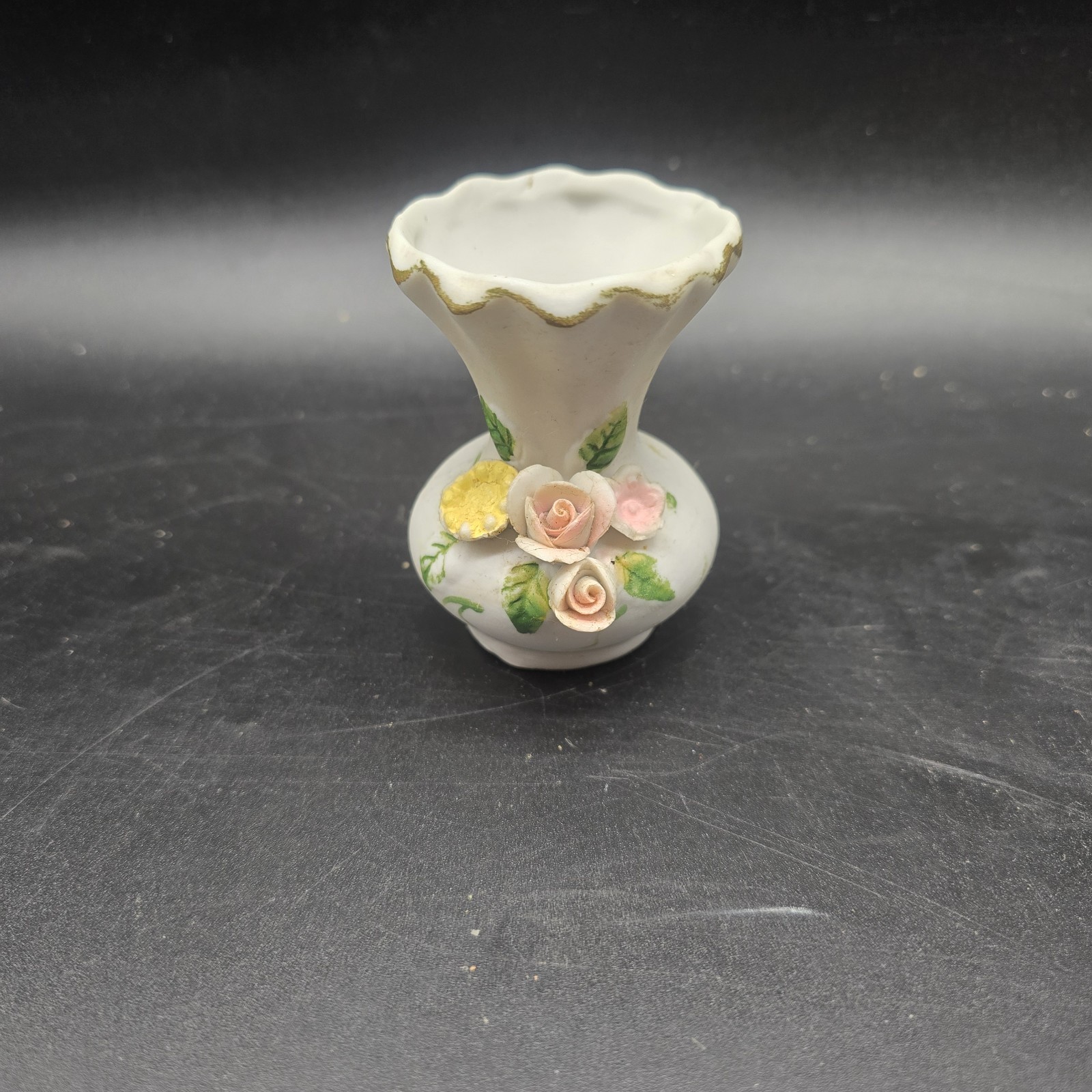 Vintage Bud Vase 3D Floral Ceramic Pastel
