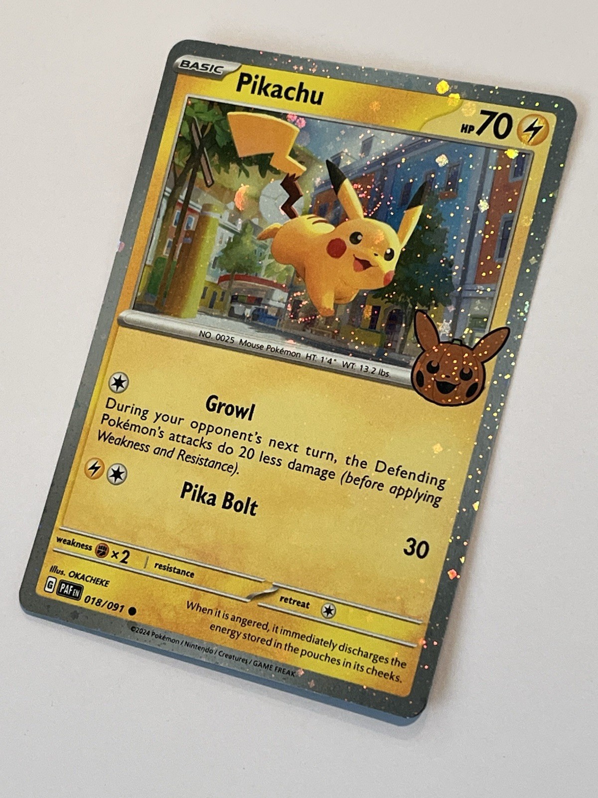 Pikachu Holo Cosmic 🌀🌀 2 Swirls # 018 / 091 Pokemon Card near MINT + 💎