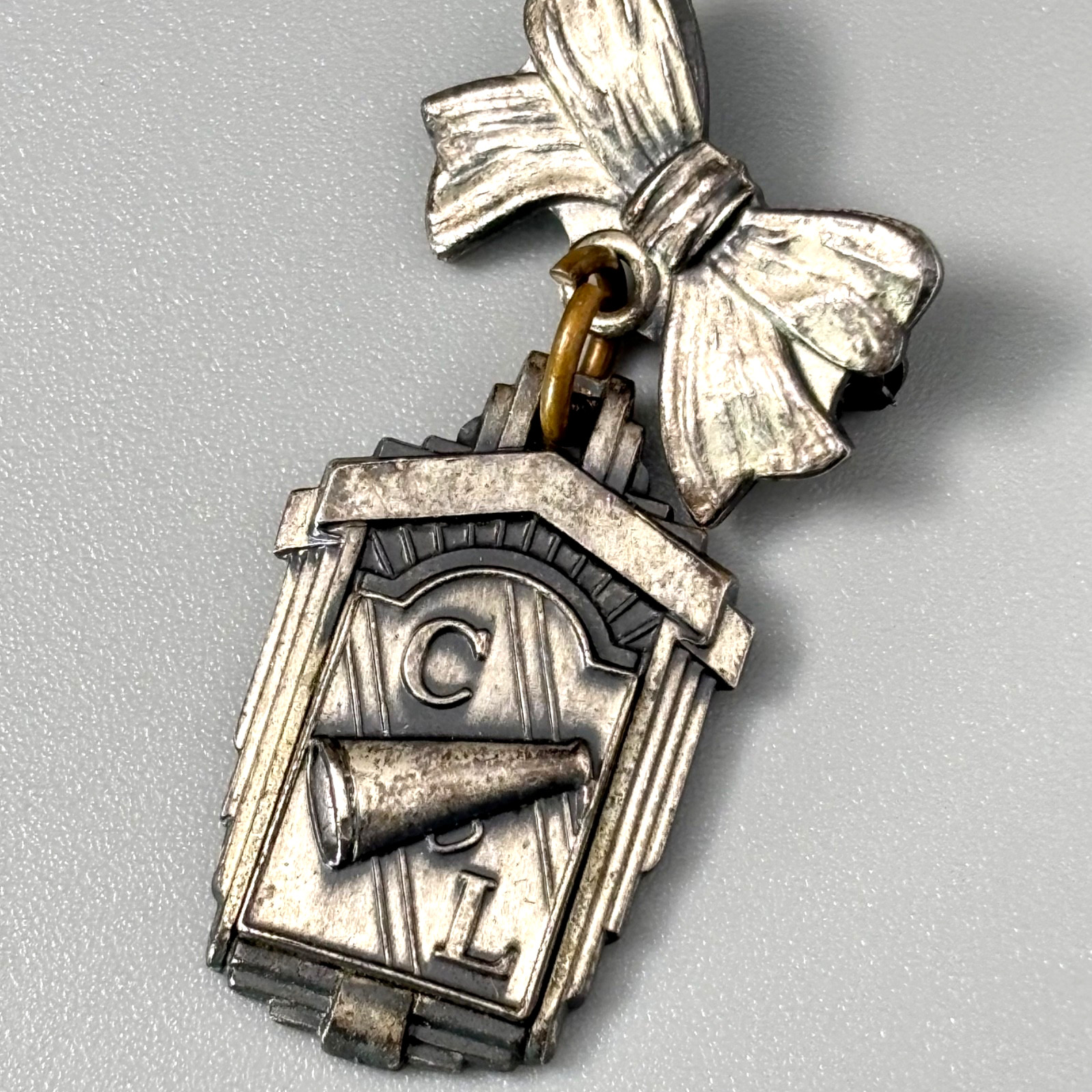 Vintage Cheerleading Megaphone Charm Pin 1962 CL Scholastic Achievement