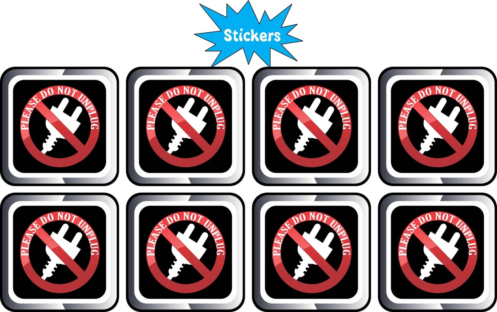 StickerTalk Please Do Not Unplug Stickers, 1.5 inches x 1.5 inches