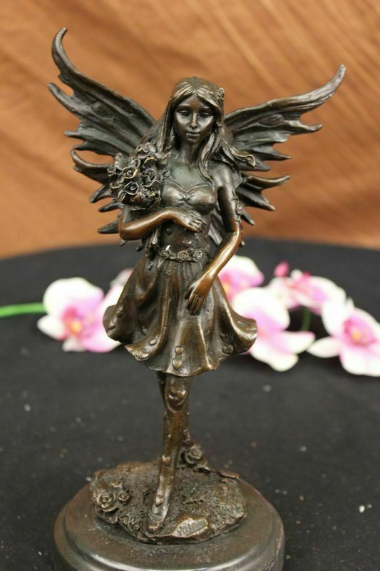 Western Art Deco Bronze Young Women Girl Belle Flower Fairy Maiden Sculpture