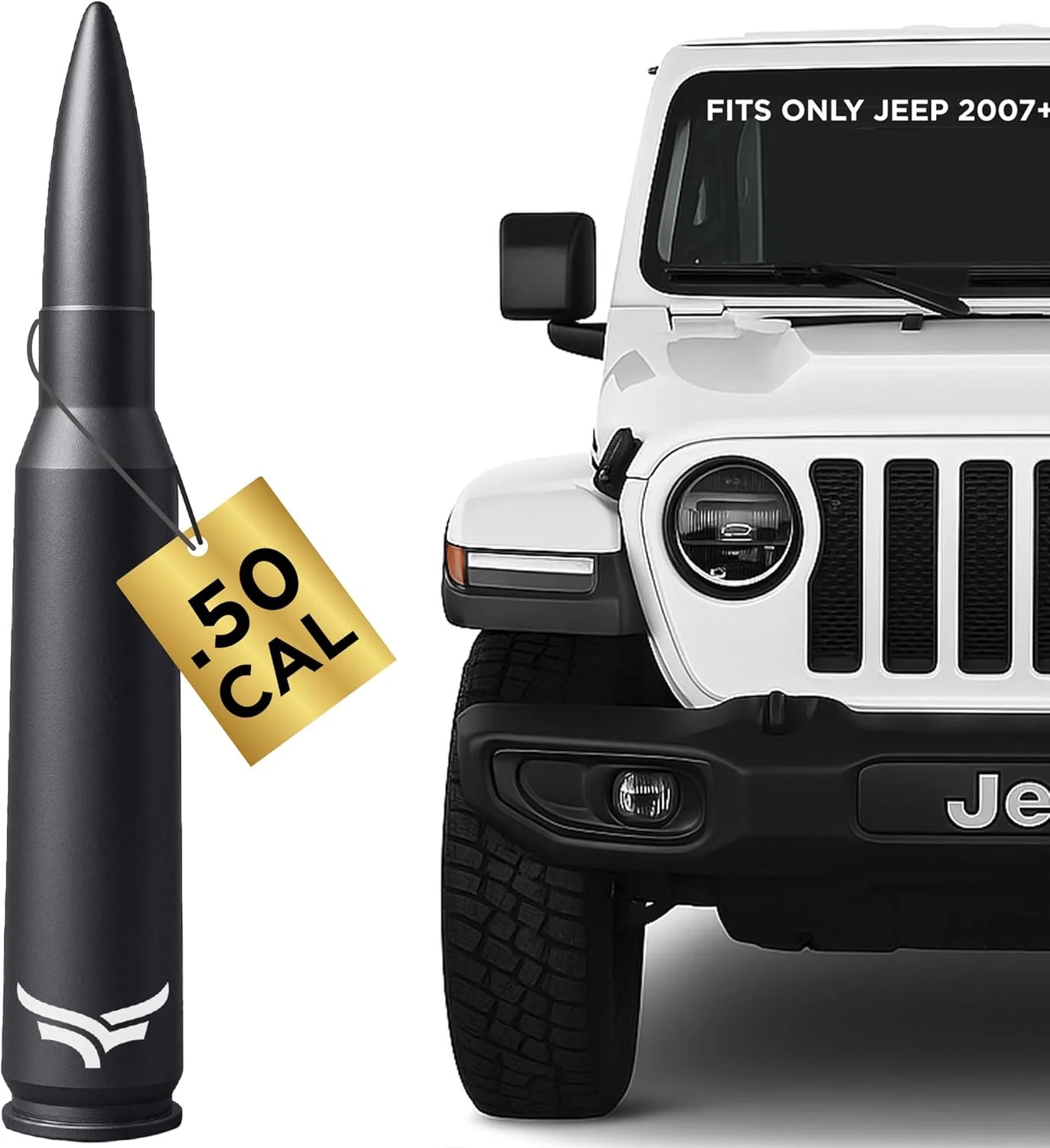 50 Cal Badass Bullet Antenna® Fits Jeep Wrangler JK & JL from (2007 for Jeep Wra