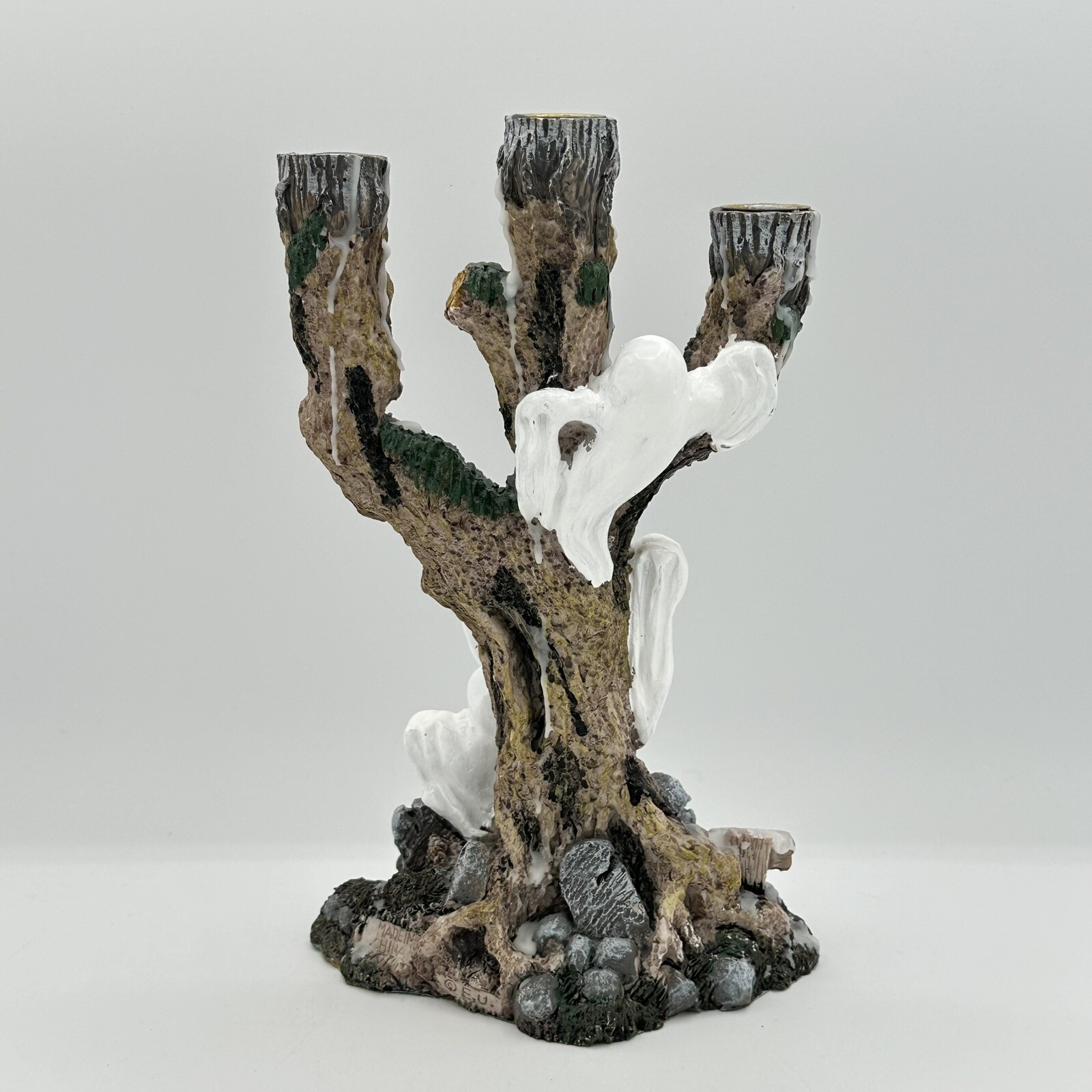 Halloween Haunted Ghost Tree Candle Stick Holder Candelabra Grave Cemetery 9.5in