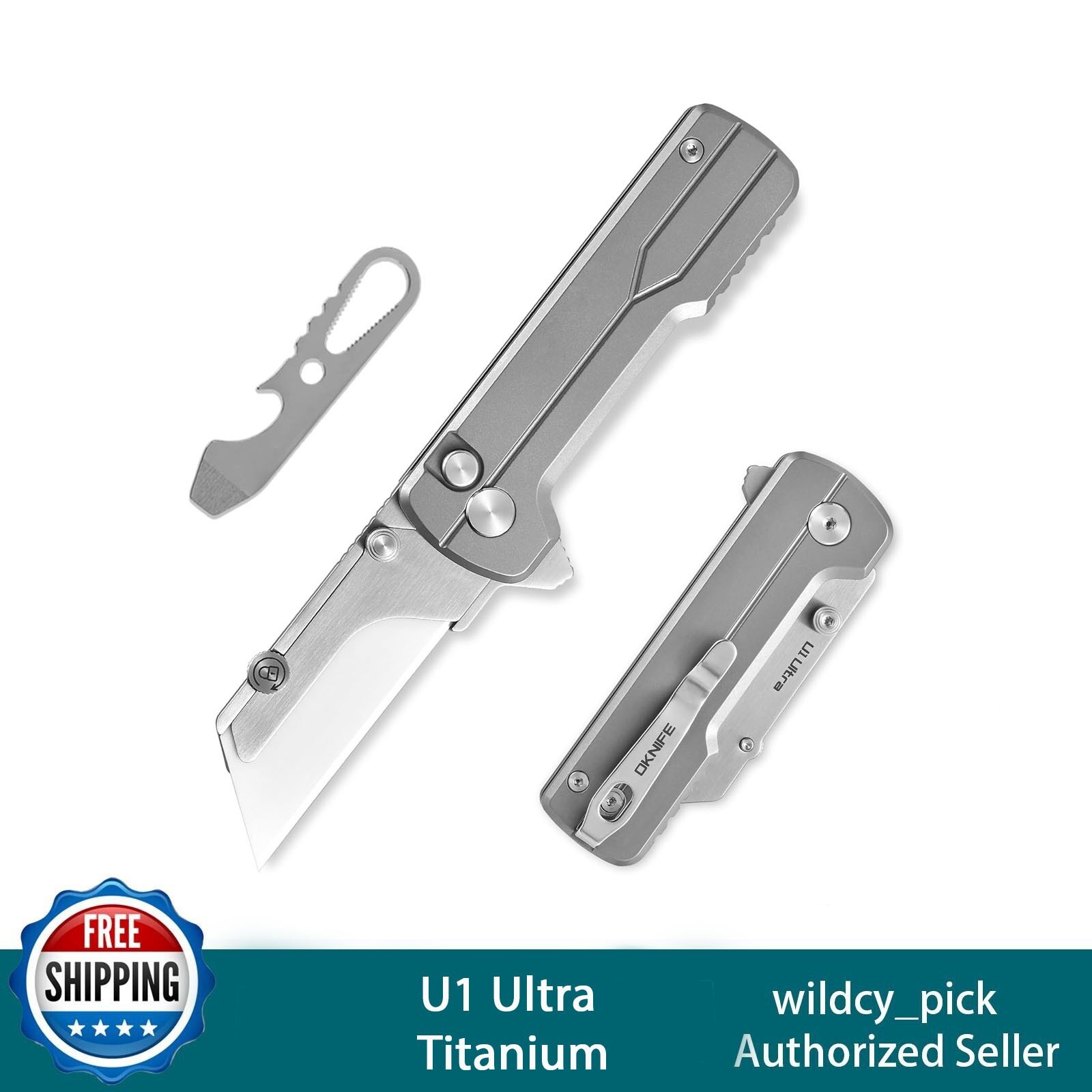 OKNIFE U1 Ultra Titanium Pocket Folding Utility Knife with Ceramic Blade