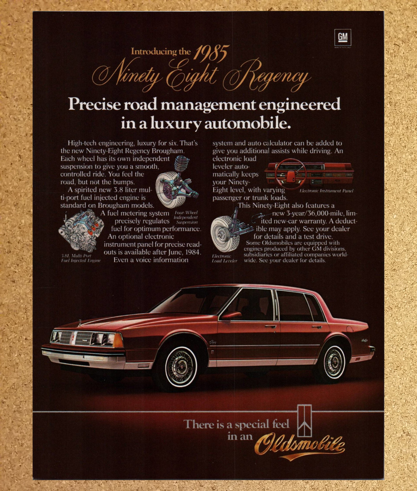 GM Oldsmobile Ninety Eight Regency Brougham – Vtg Print Ad Ephemera Art 1984