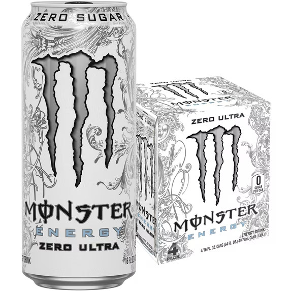 Monster Energy, Zero Ultra, Sugar Free Energy Drink, 4 Pack – 16 Fl Oz