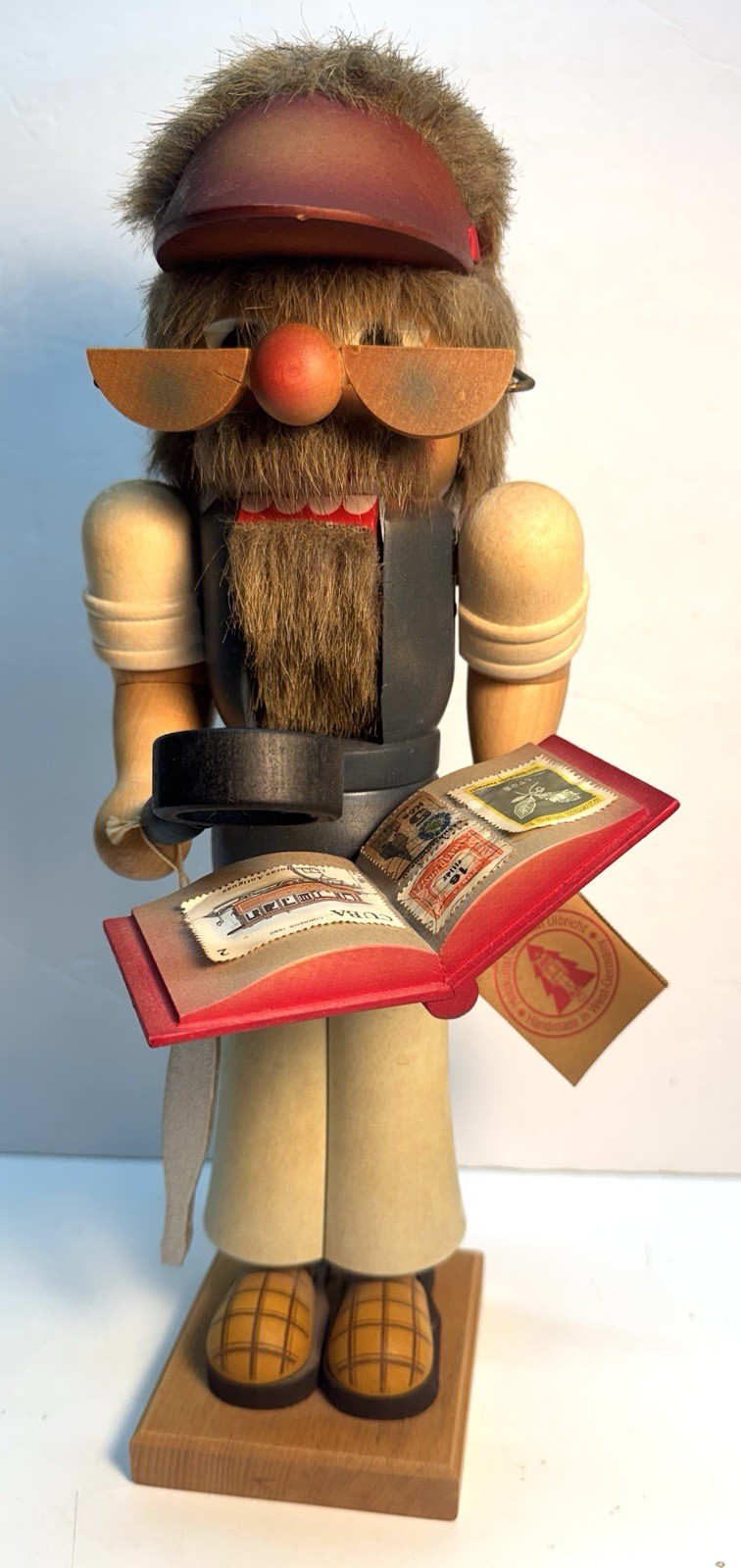 Vintage 14″ Holzkunst Christian Ulbricht Nutcracker Stamp Collector READ DESC.