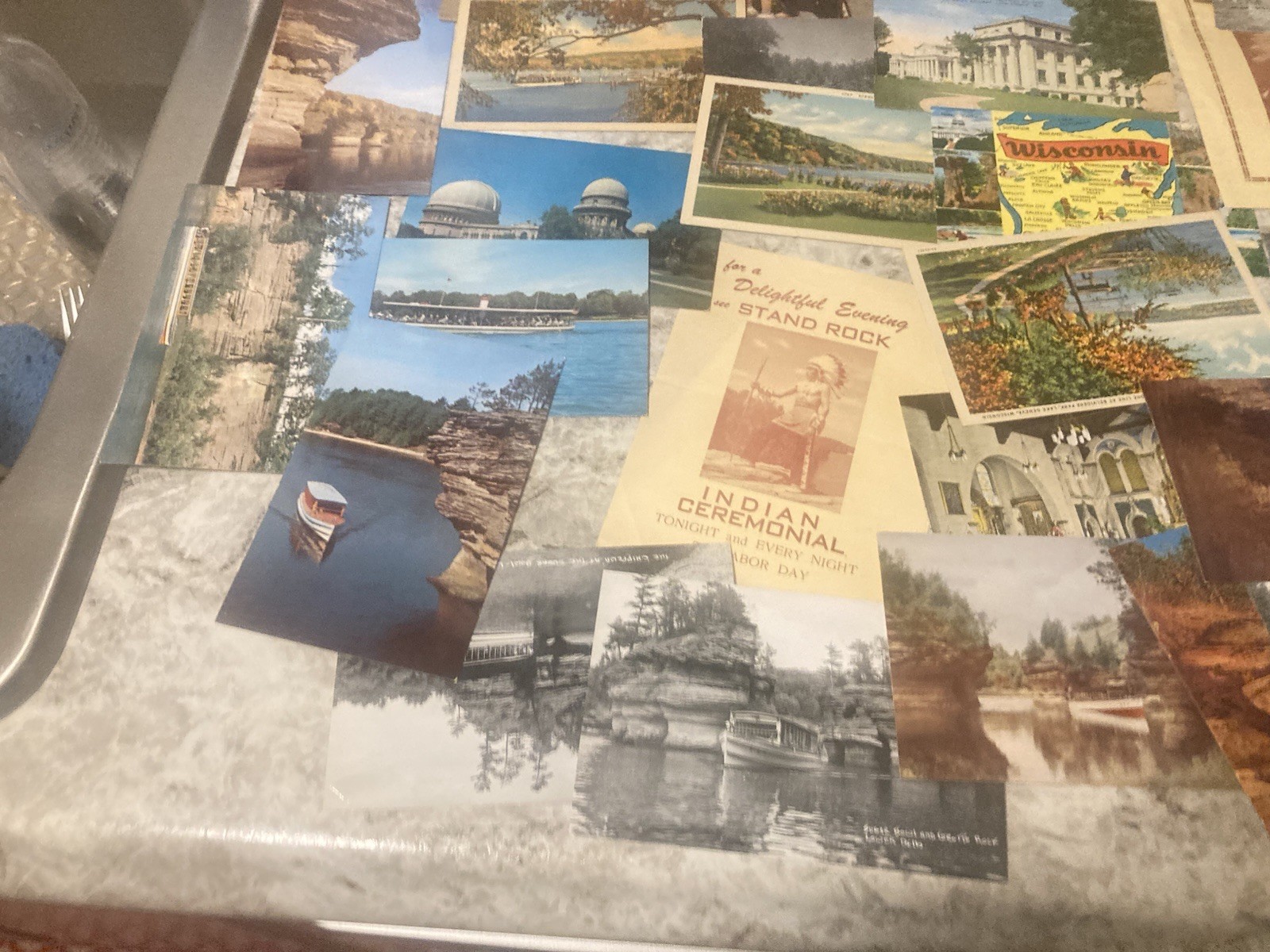 Huge Lot Wis. Scenic Sites Scrapbook Album Postcards Duck Tours Mixed 1950’s Etc