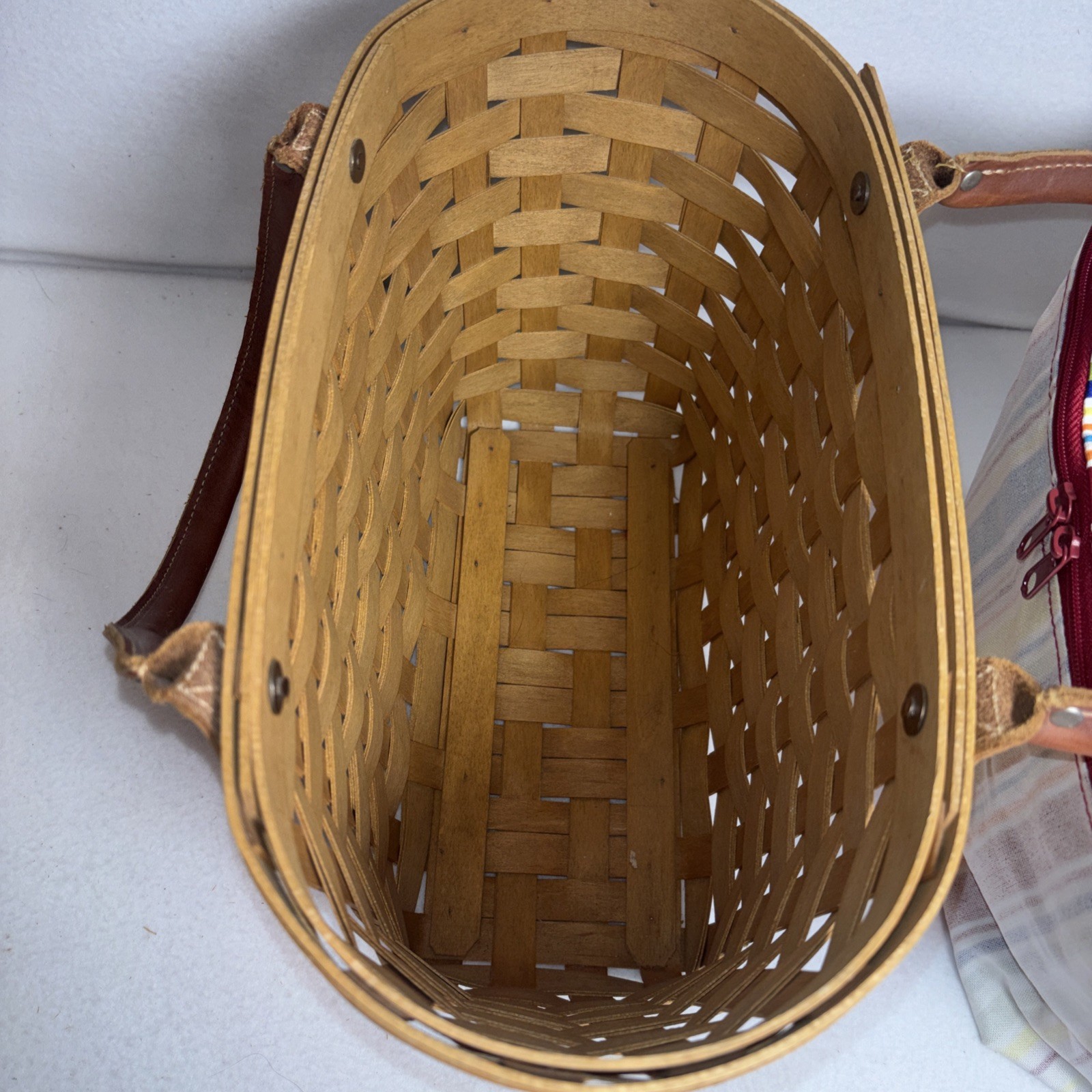 Longaberger Medium Boardwalk Basket With NEW Sunny Day Stripe Zippered Liner