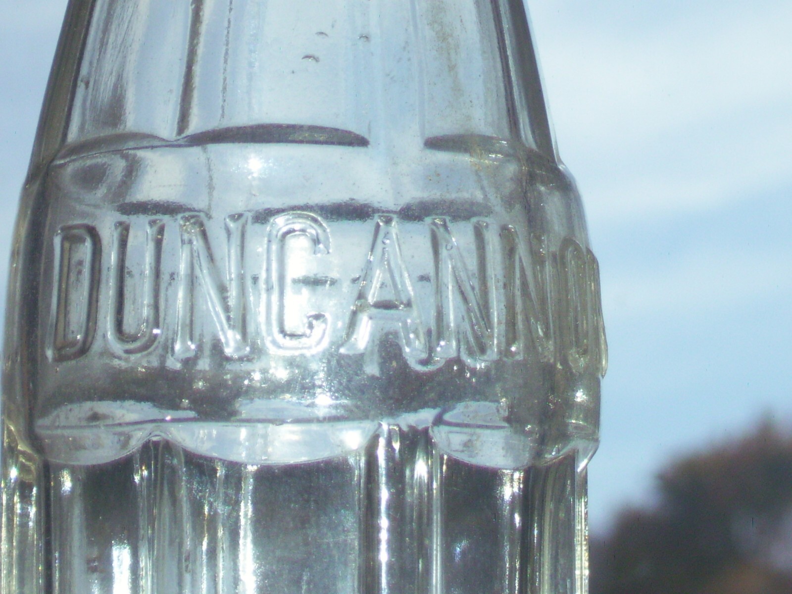 Clear embossed Duncannon bottling Co. soda bottle. Duncannon, Pa.