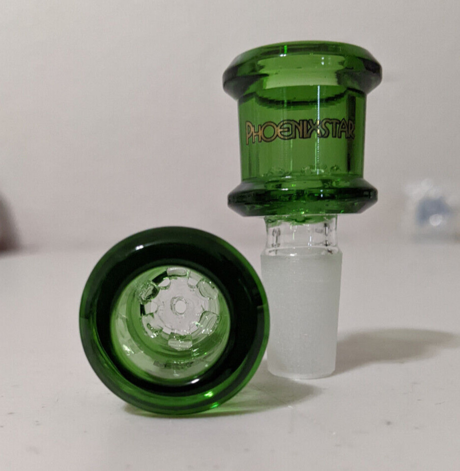 14mm Glass Thick Screen Slide BOWL Male for Water Pipe Bong (1 – ONE) Green