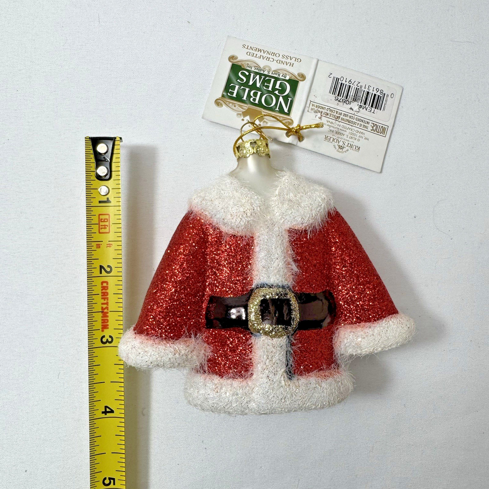 Kurt S. Adler NOBLE GEMS Santa Suit Wardrobe Handcrafted Glass Ornament NWT