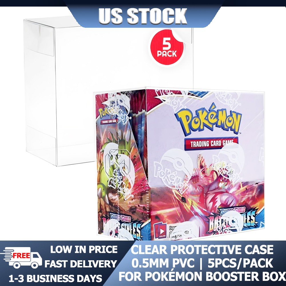 5/10PCS Protective Display Case Clear PVC 0.5mm Thick For Pokemon Booster Box