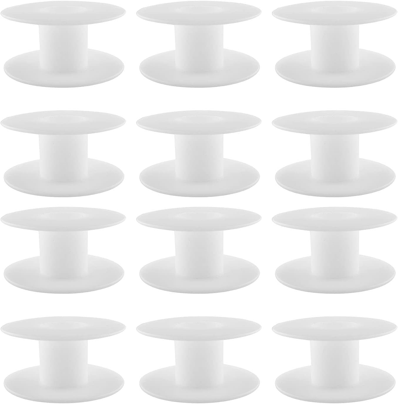 12Pcs 69Mm Plastic Spool White Bobbin Empty Spools for Ribbon Beading String Wir