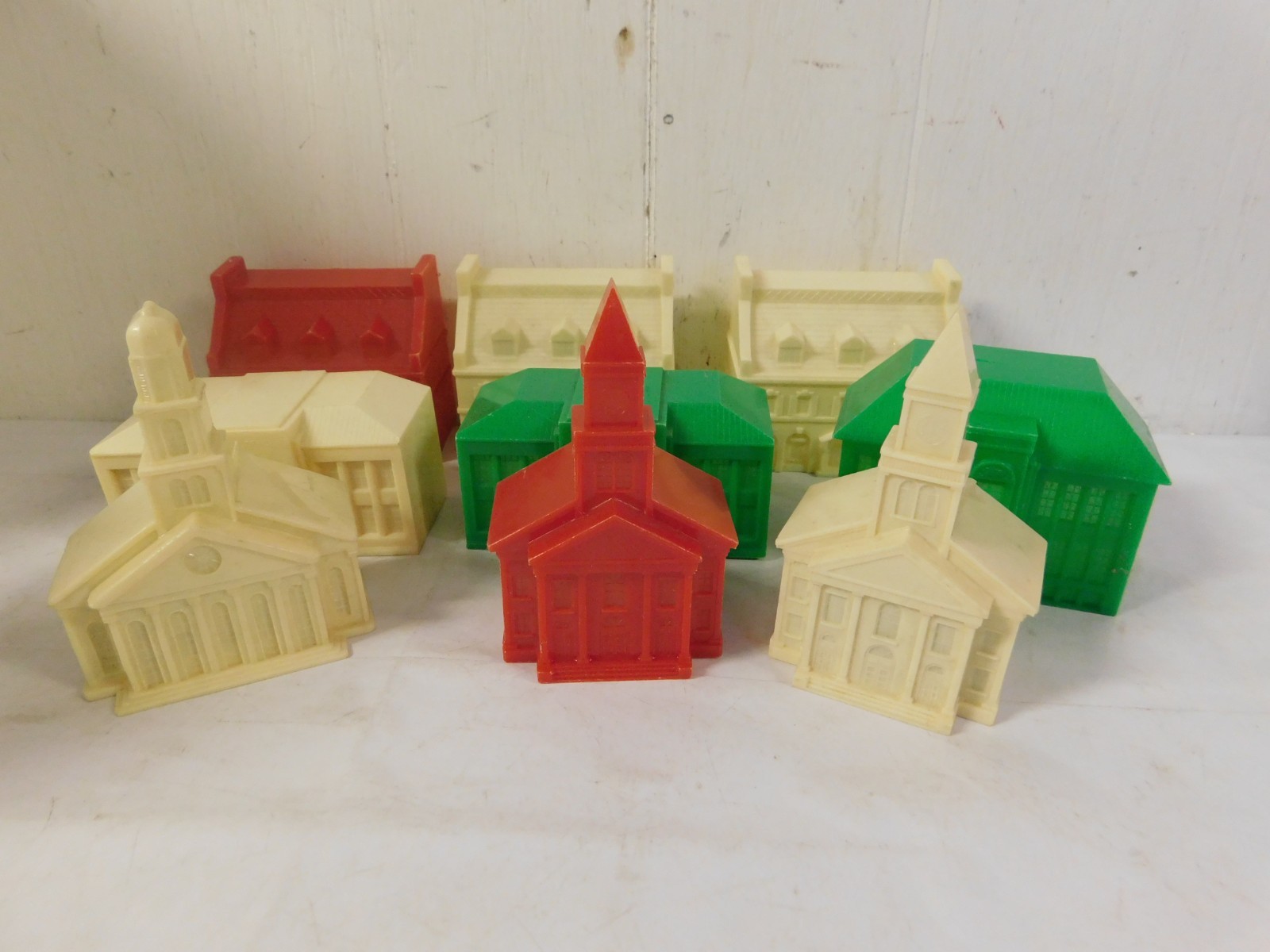 Vintage Plastic Christmas Village String Light Cover Set Set of 9