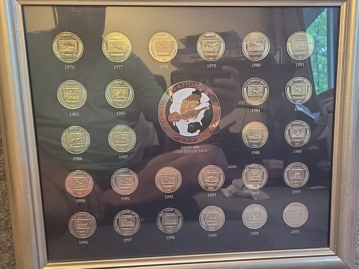 Nwtf National Wild Turkey Federation 26 Coins Collection 1976-2001 Framed