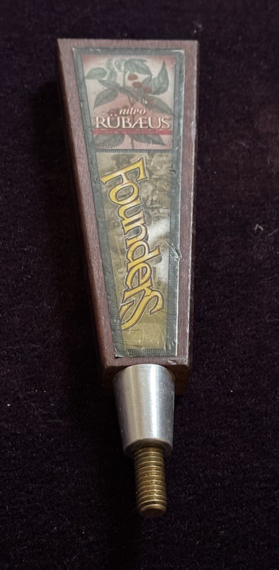 Founders Brewing Tap Handle Knob Nitro Rubaeus Vintage Wooden Beer Ale Hops