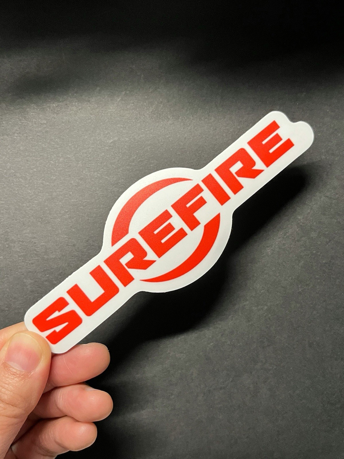Red SureFire Optics Sticker Die Cut Decal Vinyl 5.25” x 1.75″