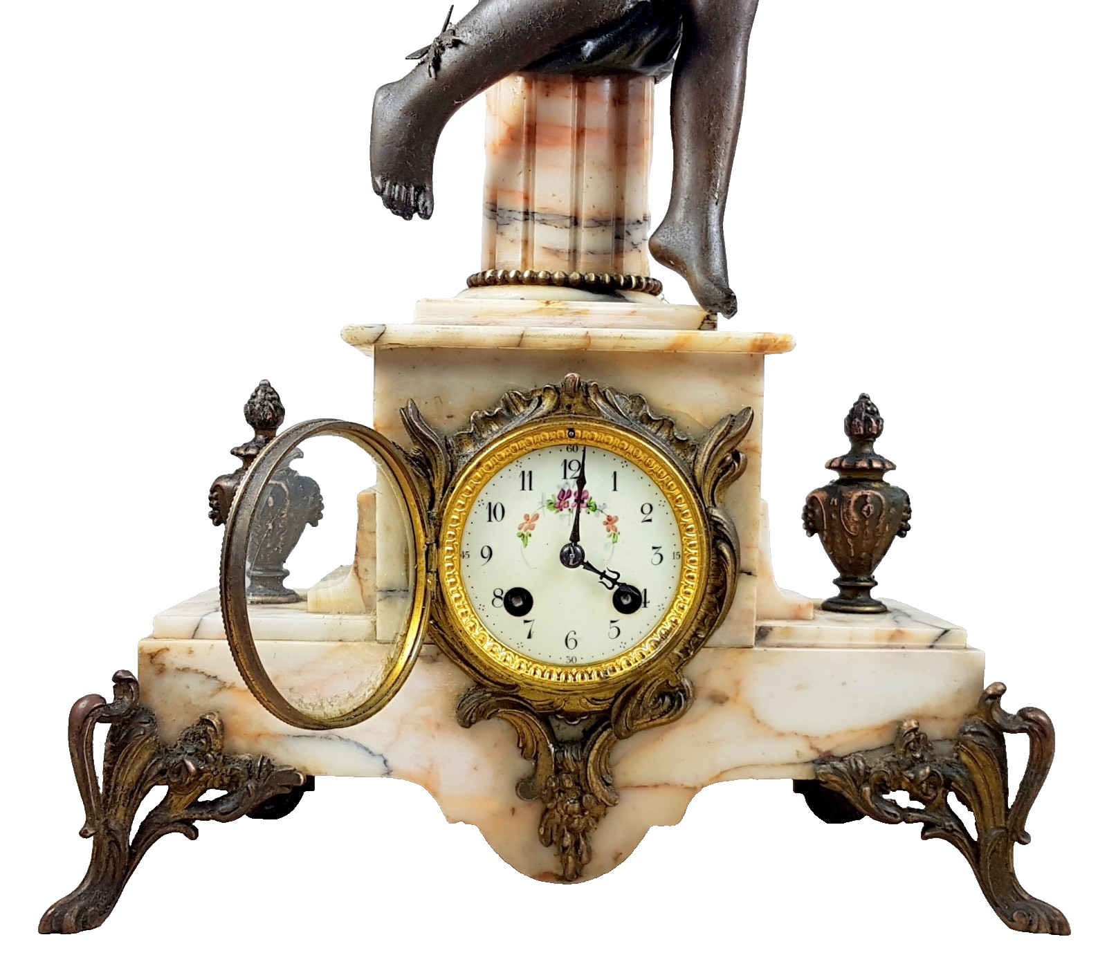 Antique mantel clock, table clock, bronze, France, Louis XVI, c. 1850