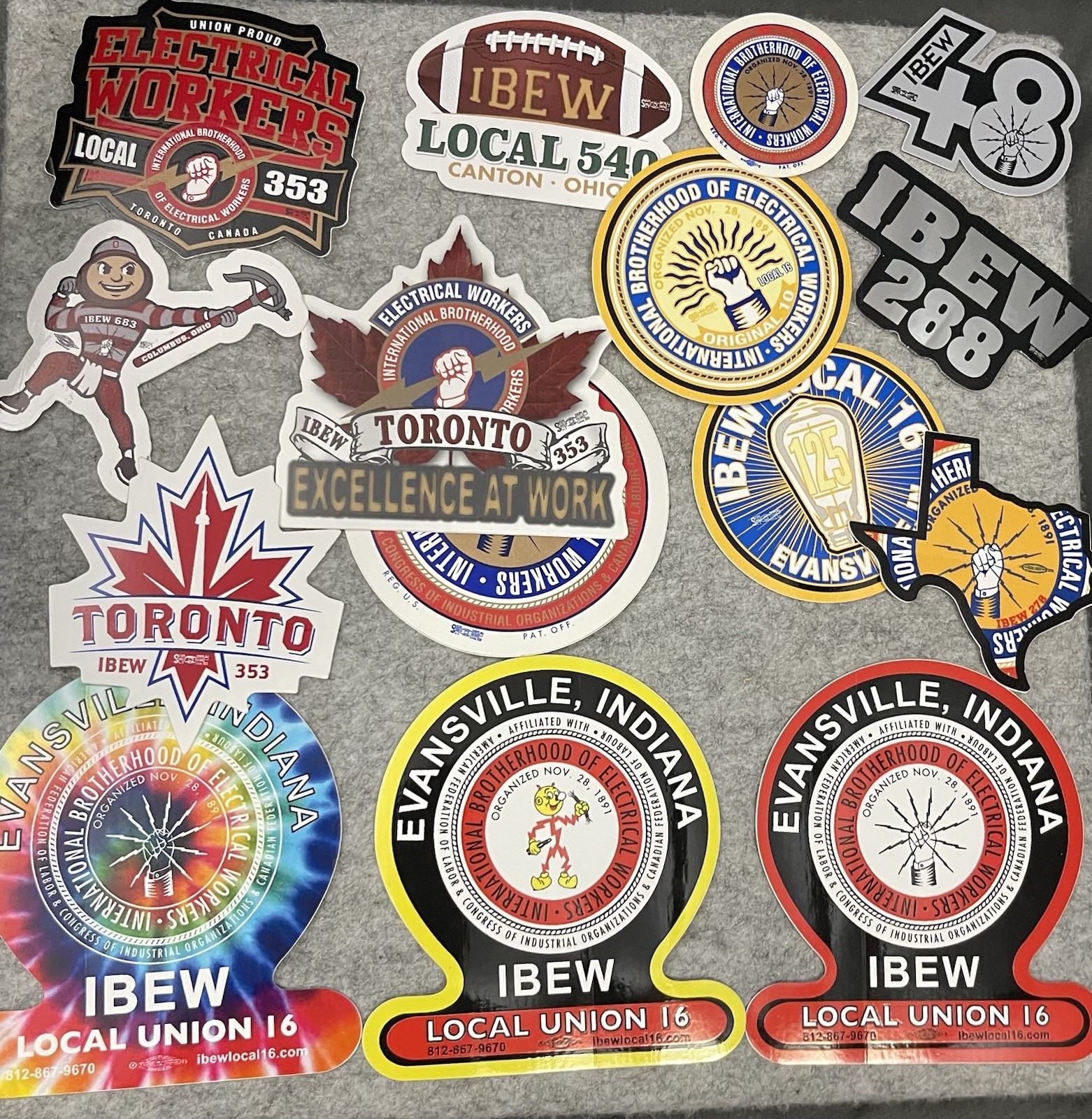 LOT of 15 IBEW Local Union Stickers M11-0