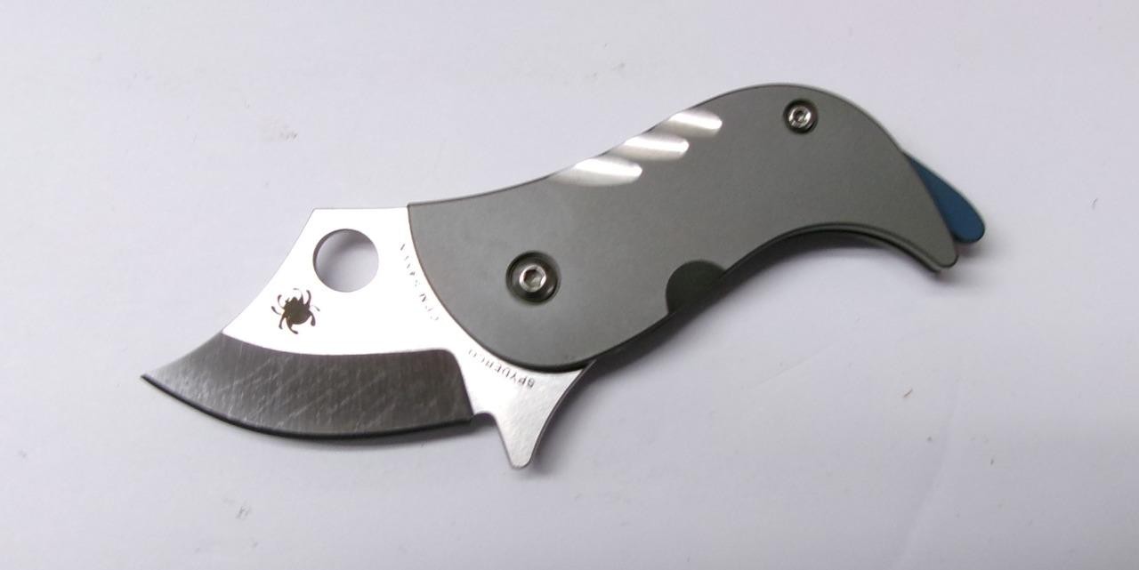 Spyderco C256TIP Pochi Flipper CPM S45VN Plain Titanium Scales Blue Accents NEW!