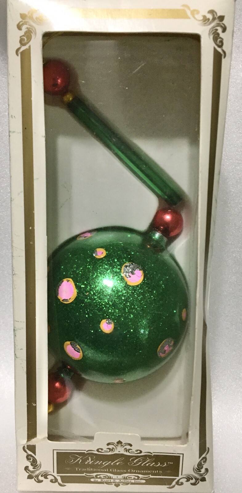 Kurt S Adler Kringle Glass 8.5” Hanging Christmas Ornament Green / Red #C3009
