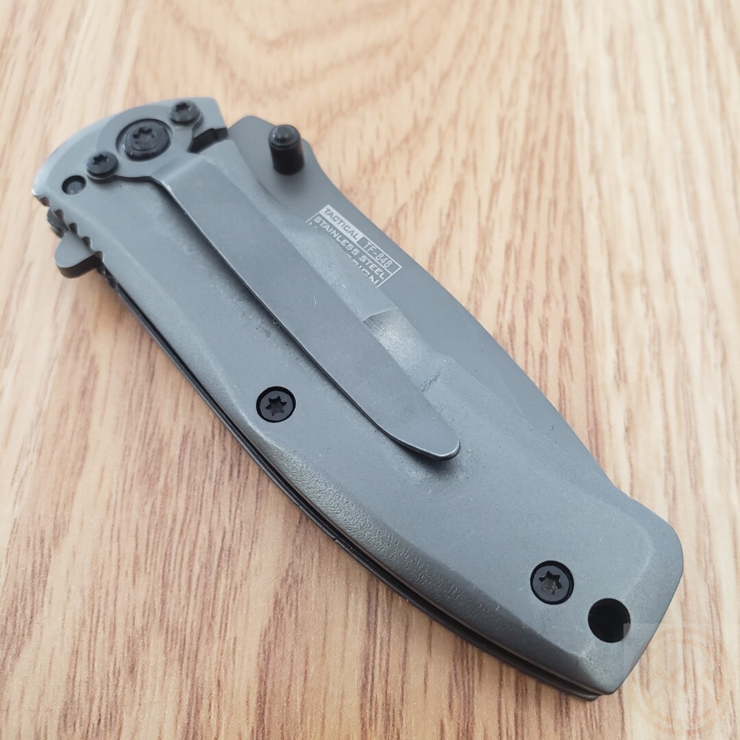 Tac Force Folding Knife 2¾” Gray Titanium Coated 440C Steel Blade Gray Stainless