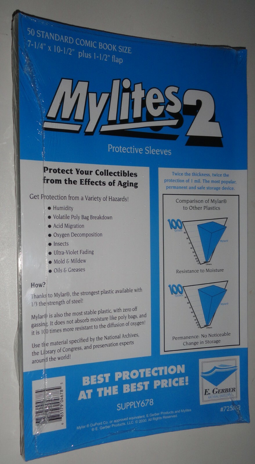 MYLITES 2 50 STANDARD BAGS MYLAR #725M2 2MIL