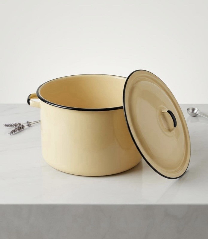 Vintage Original Flyer GHC Clean-Easy Porcelaine Yellow & Brown Trim Pot & Lid