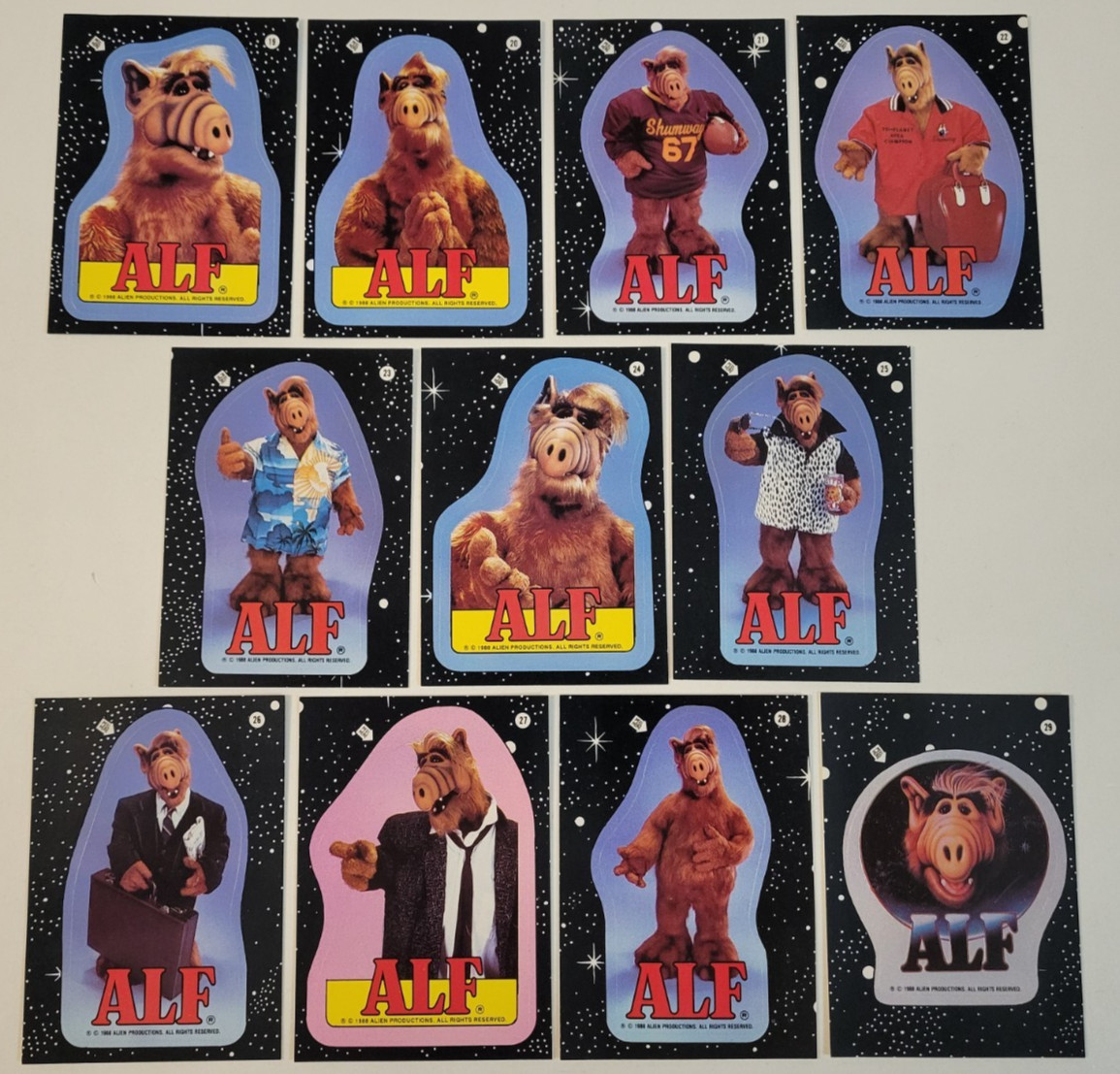 1988 ALF Series 2 COMPLETE STICKER CARD SET 11 Nice NMMT Topps ALIEN Martian UFO