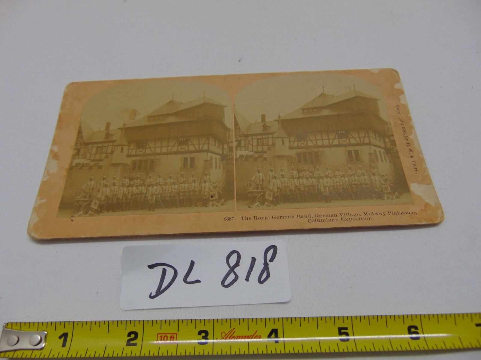 Vintage Stereograph Card Columbian Exposition Royal German Band Midway Kilburn