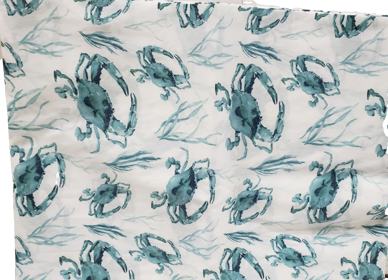 Thin Peva Vinyl Printed Tablecloth, 52″x70″ Oval, SEALIFE,CRABS & SEA GRASS,GR