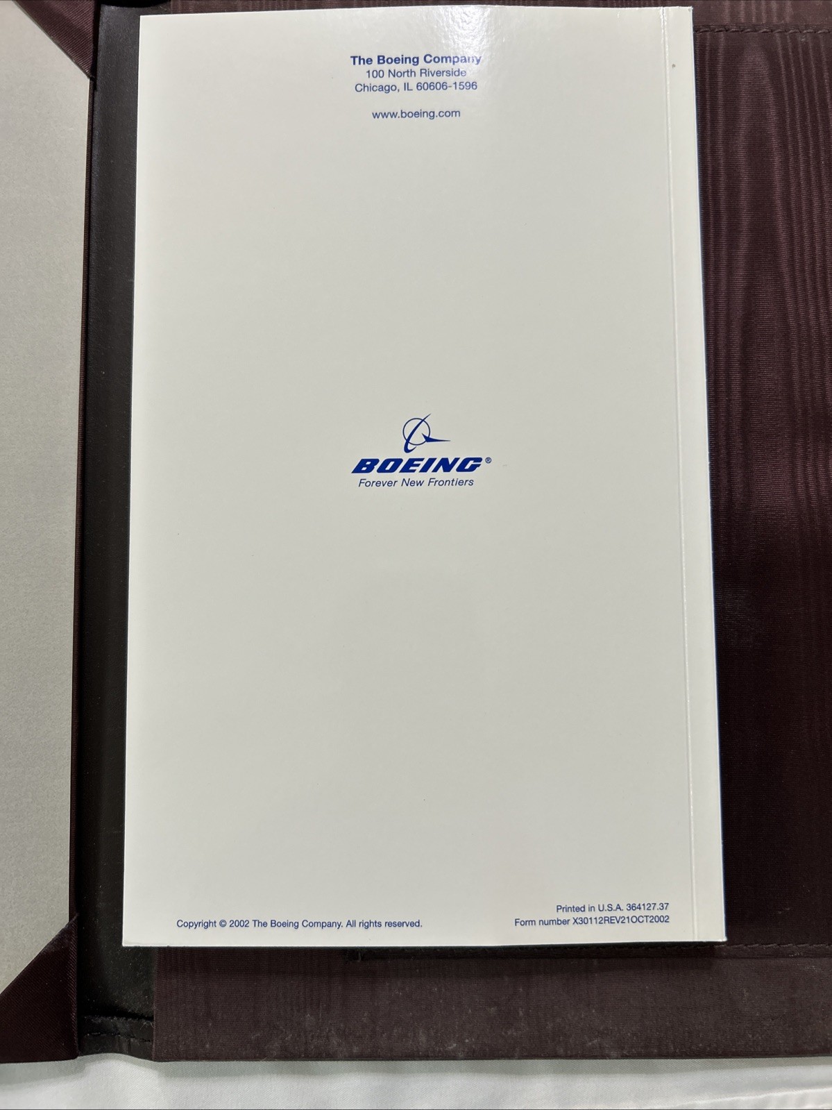 Boeing Leather Presentation Binder w/ “A Brief History of Boeing Company” Book