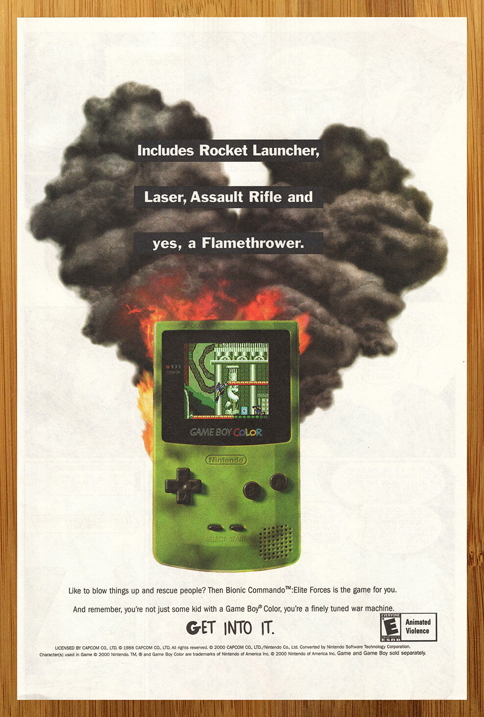 2000 Nintendo Game Boy Color System/Console Print Ad/Poster Bionic Commando Art