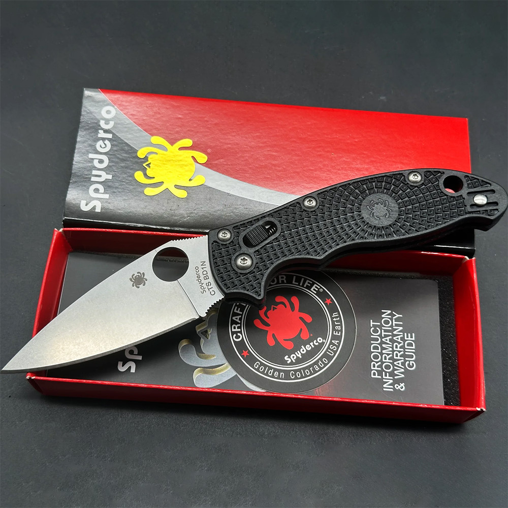 Spyderco Manix 2 Lightweight 3.37″CTS BD1N Stonewash Blade with Black FRN Handle