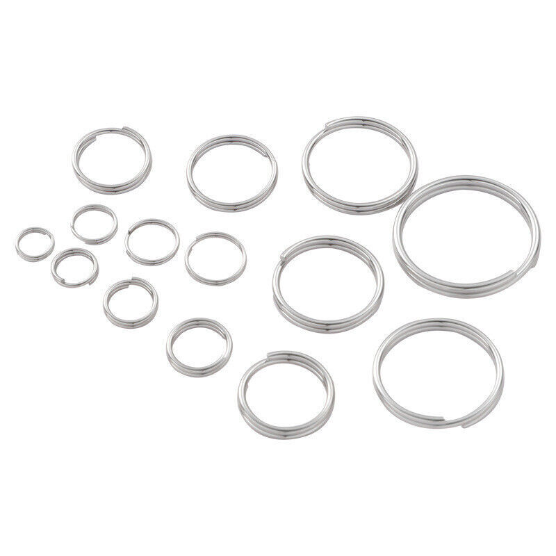 100/200pcs Stainless Steel Split Key Ring Keychain Round Double Loops Jump Rings