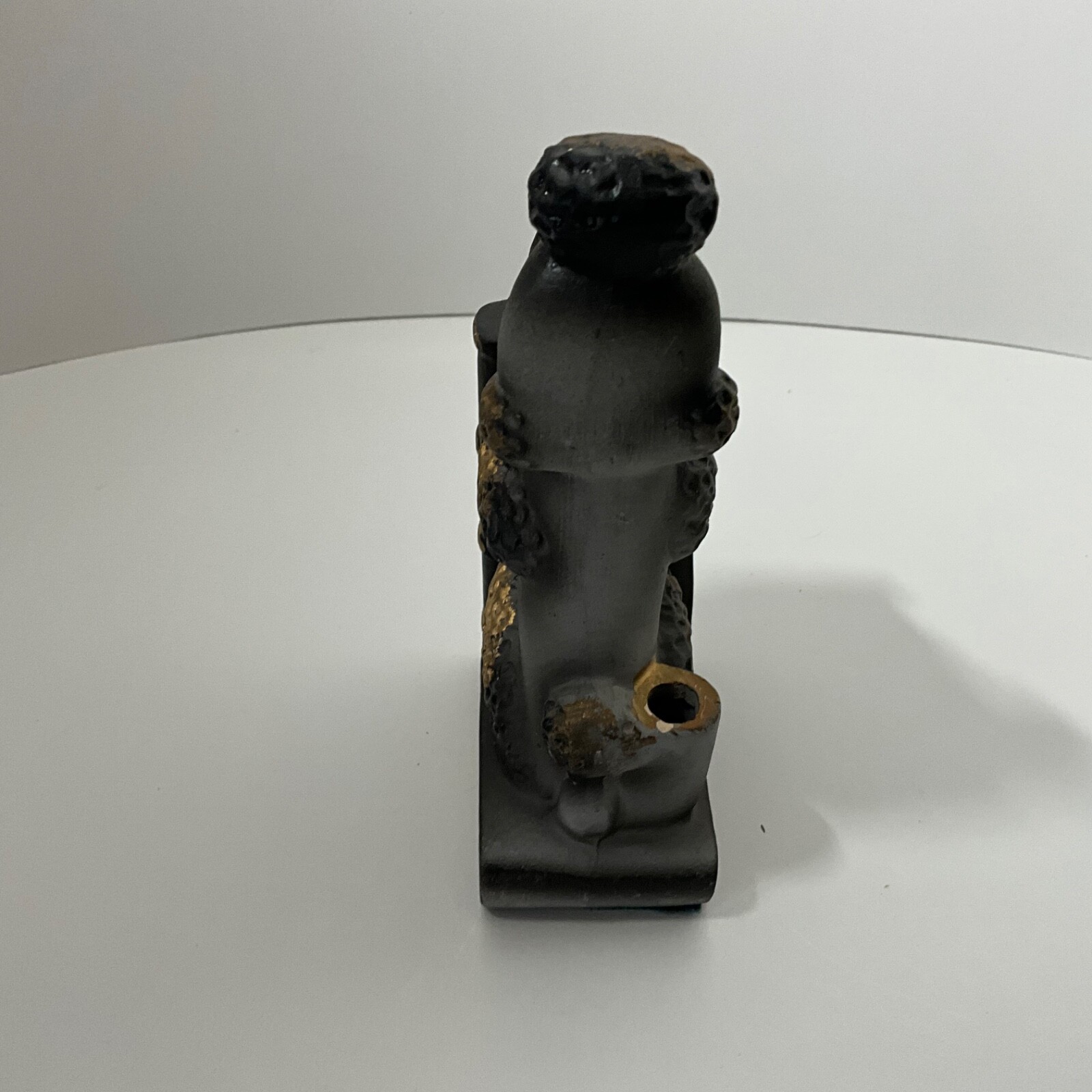 VINTAGE Ceramic Black Poodle Dog Bookend SINGLE 1950s Pen Holder Japan Kitsch