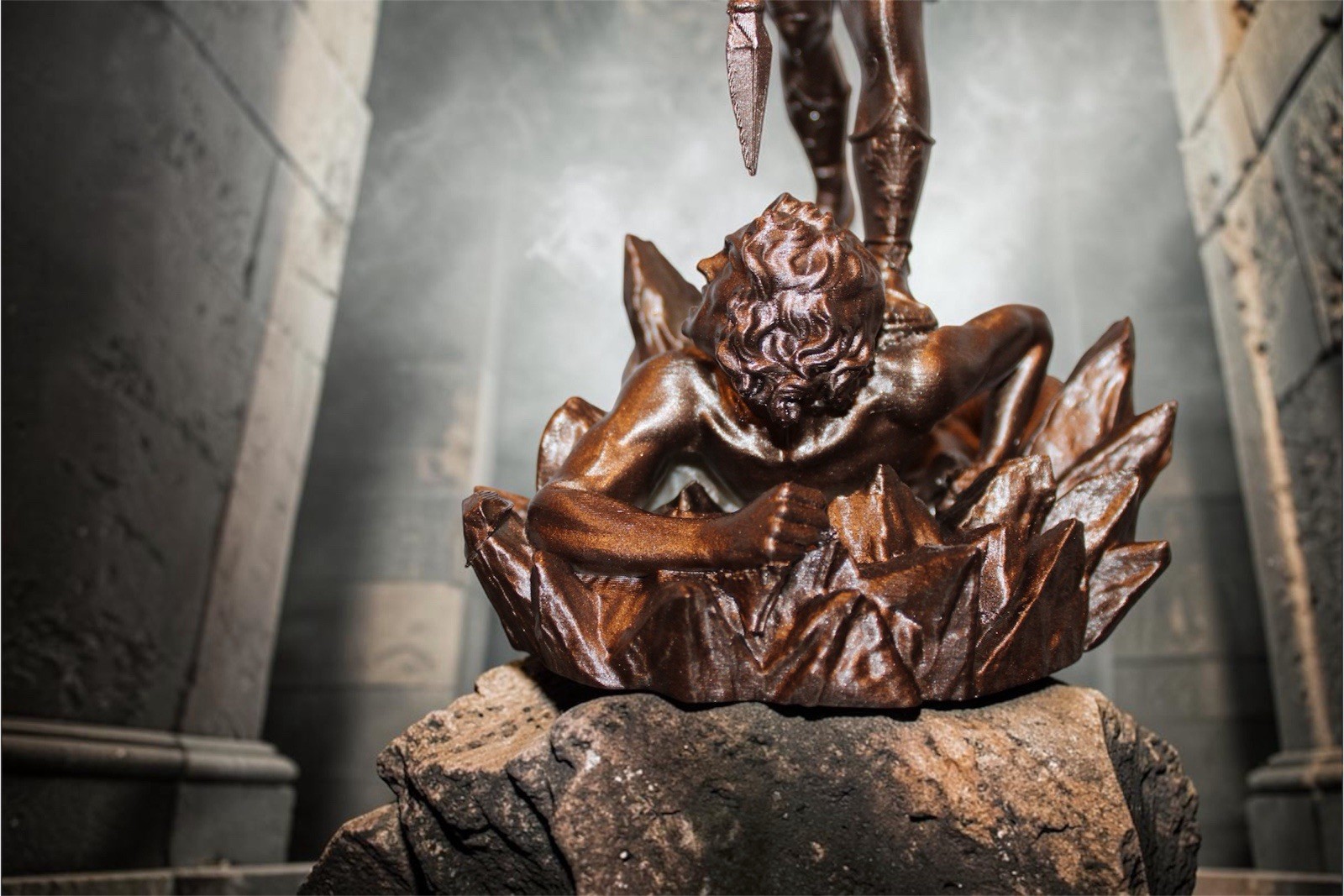 LARGE 15″ St Michael Archangel Tramples Demon Statue Bronze Finish 3D Printed